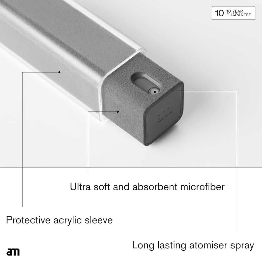 am Screen Cleaner with 7 oz Refill – Alcohol-Free Spray & Microfiber Cloth for iPhone 15 & 14, iPads, Tablets, Laptops, Phones, Smart TVs, Car Displays – Streak-Free, Non-Toxic, Eco-Friendly, Gray