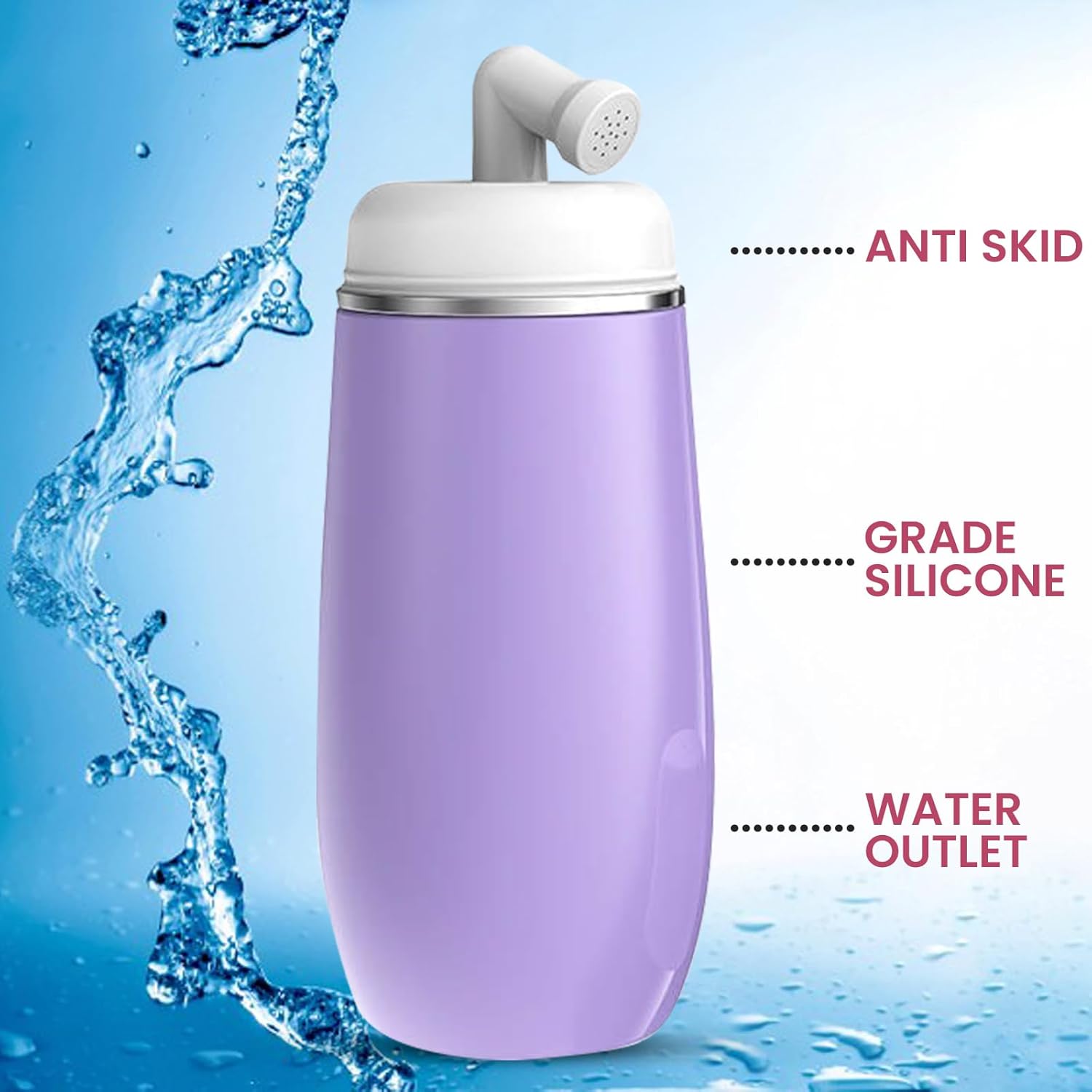 Portable Bidet for Travel - Friendly Handheld Personal - Peri Bottle - with 400ml Capacity, Convenient & Leakproof Design for Personal Hygiene Cleaning - Portable Bidet for Women and Men. (Purple)