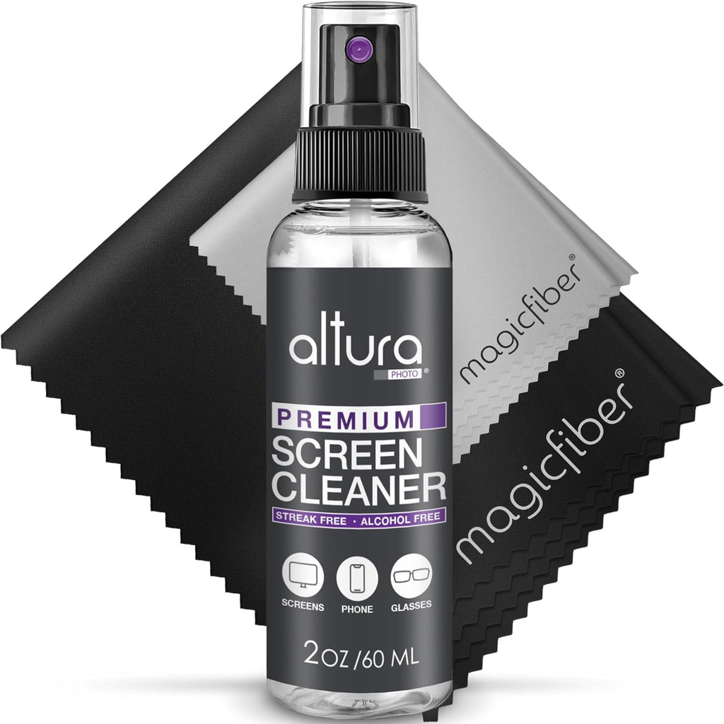 Screen Cleaner Spray & Wipe Kit (Streak & Scratch Free) Computer Screen Cleaner + 2 Microfiber Cleaning Cloths Cleaning Kit LCD LED OLED Touchscreen Flat Smart TV Monitor Laptop Electronics Car 2oz