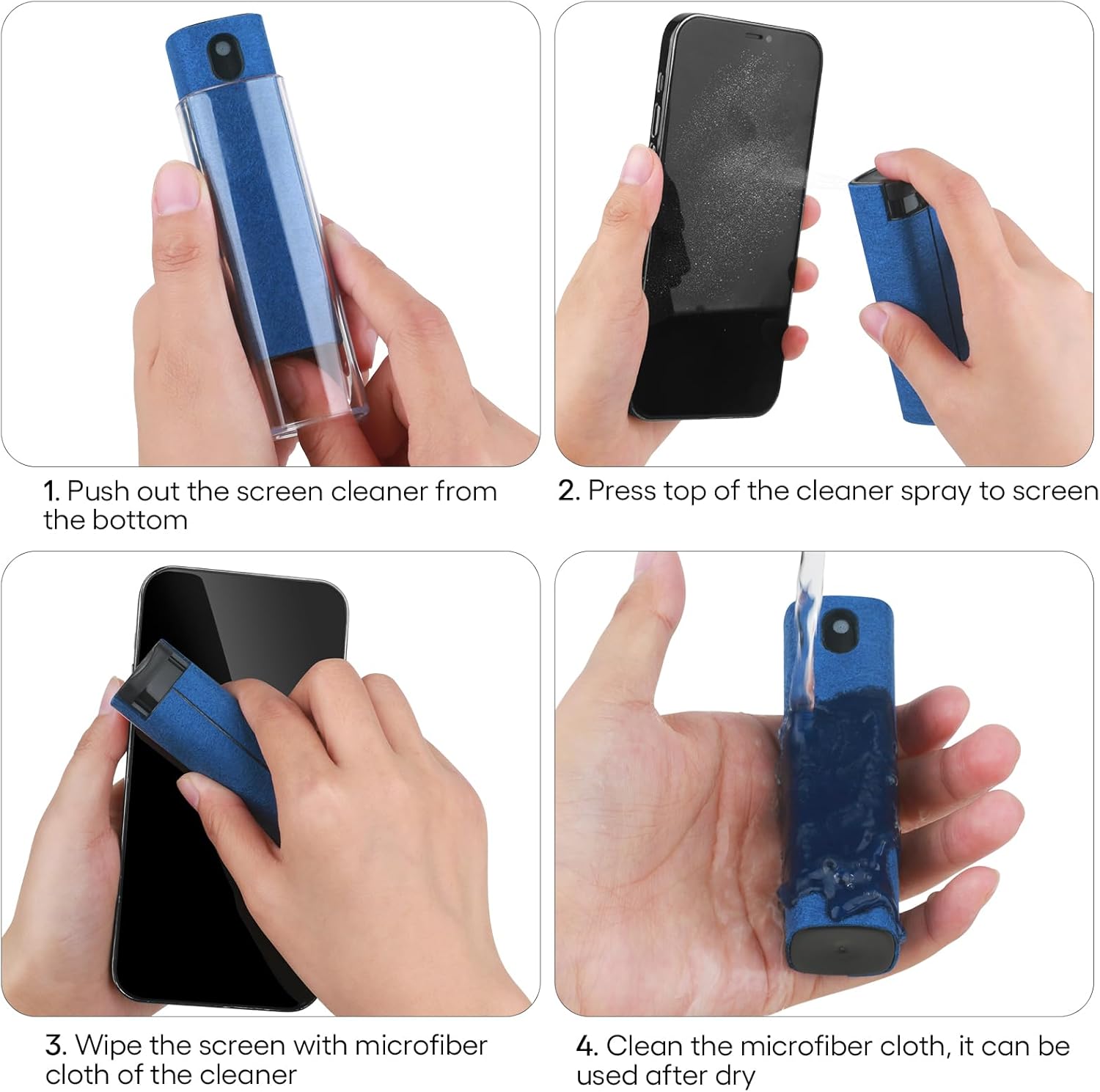 Fingerprint Proof Screen Cleaner,3 in 1Touchscreen Mist Cleaner Spray Wipe Cleaner,Safe for All Phones, Computer, Laptop, Tablet and Car Screen(Grey Blue)