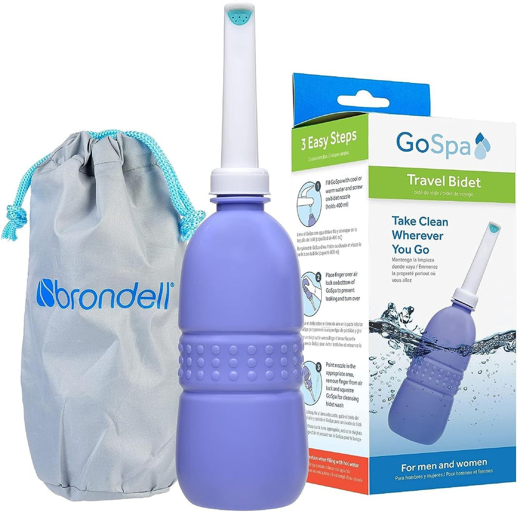 Brondell GoSpa Travel Bidet GS-70 Easy-to-use Portable Bidet with Convenient Nozzle Storage, Travel Bag, 400 ml Capacity, and Angled Nozzle Spray