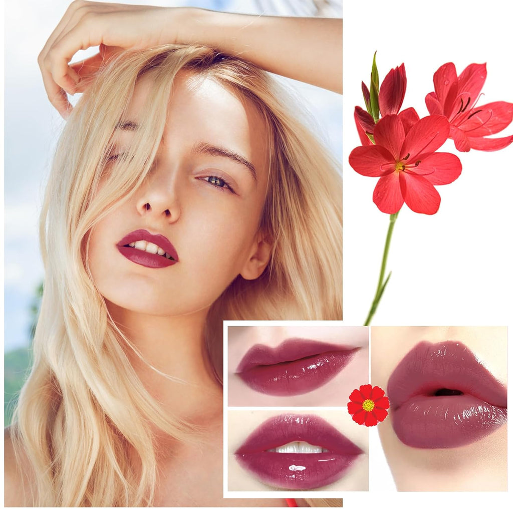 1 Pack Crystal Flower Jelly Lipstick,Magic Color Changing Lipstick,PH Clear Temperature Color Changing Lip Gloss,Lip Balm,Long Lasting Nourishing Moisturizing Lip Stick Set H06