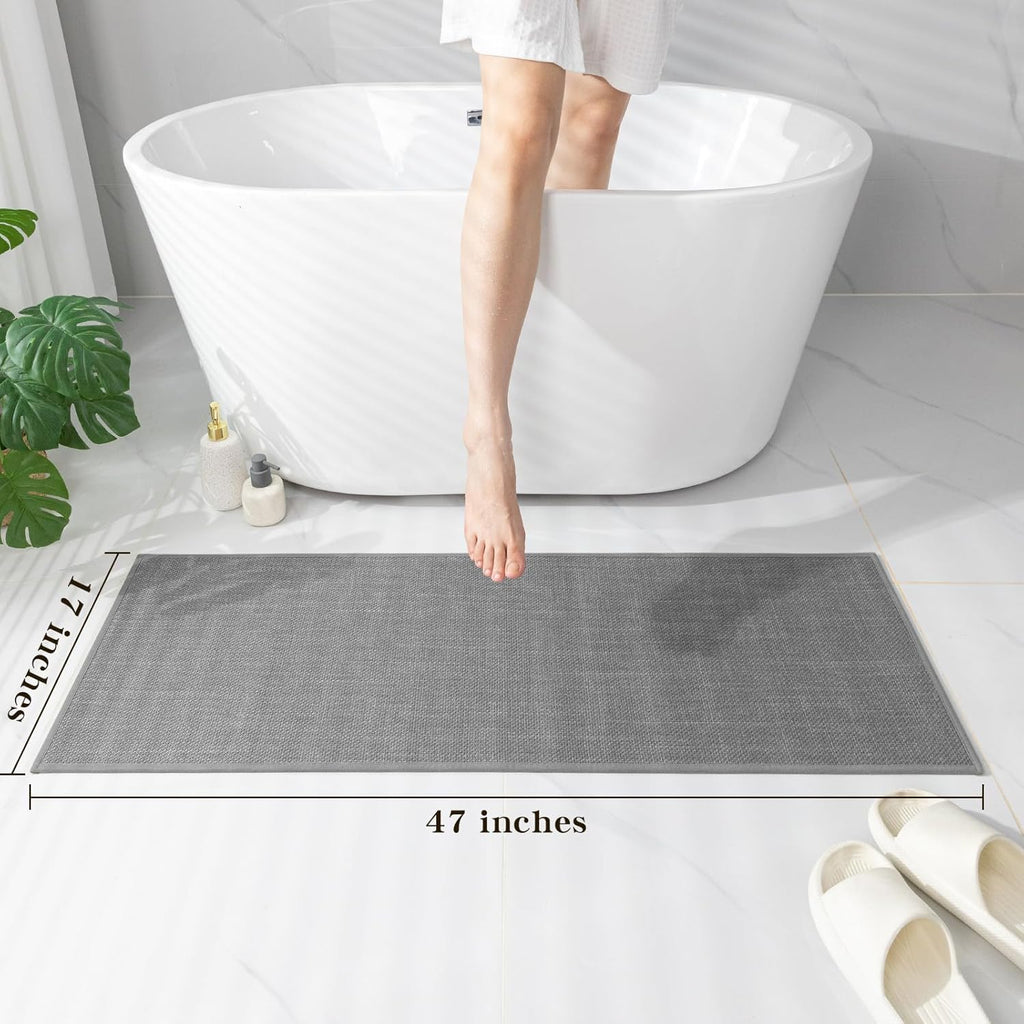 chakme Bathroom Rugs Mat 47x17, Ultra Thin Non Slip Bath Mat Runner Quick Dry Absorbent Bath Mat for Bathroom Floor, (Dark Grey, 47"x17")