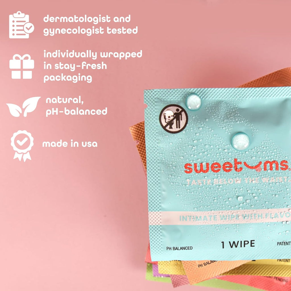 Sample Size Feminine Wipes For Women, pH Balanced Biodegradable Flavored Intimate Wipes - Pack of 24