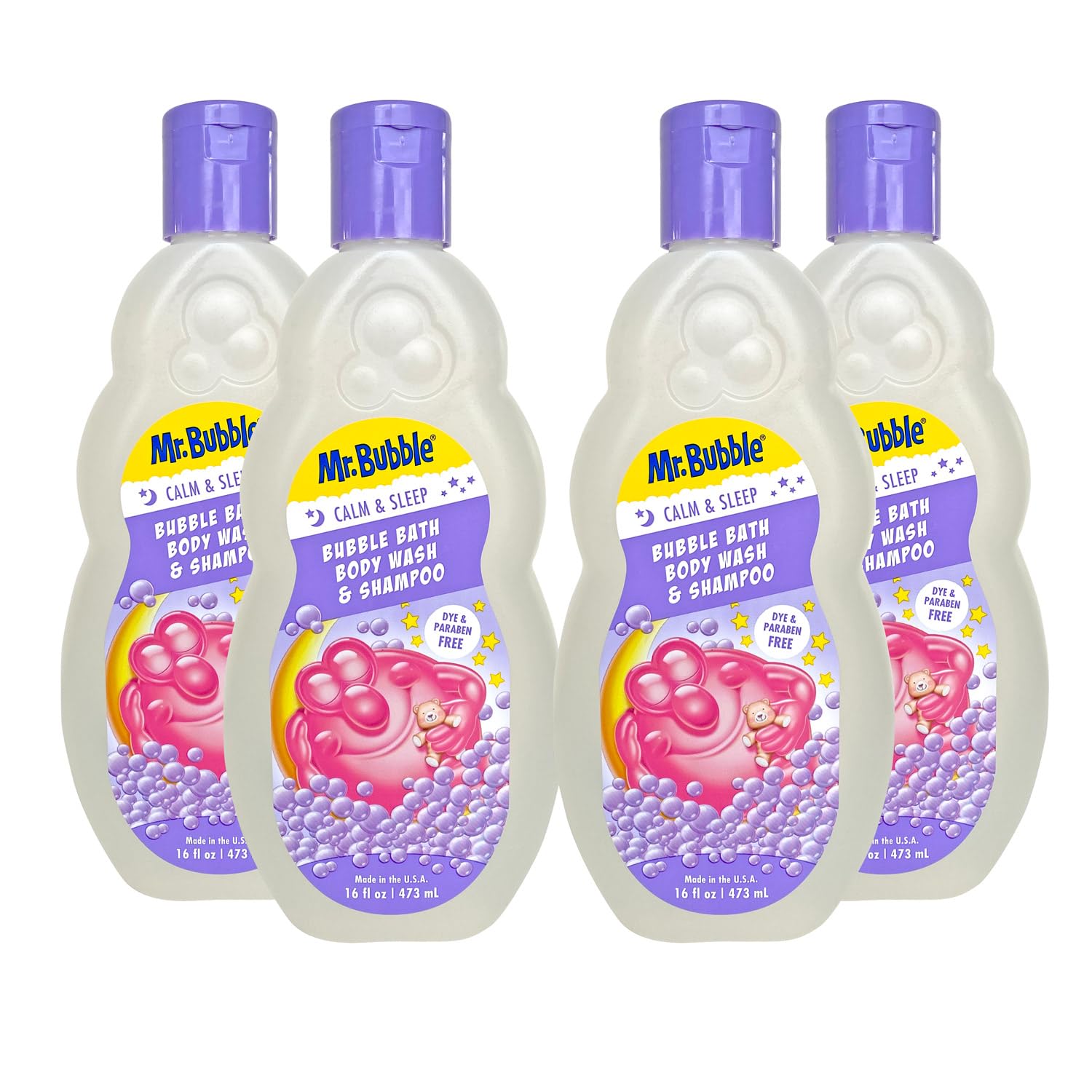 Mr. Bubble Calm and Sleep 3in1 Bubble Bath, Body Wash & Shampoo, 16 oz., Pack of 4