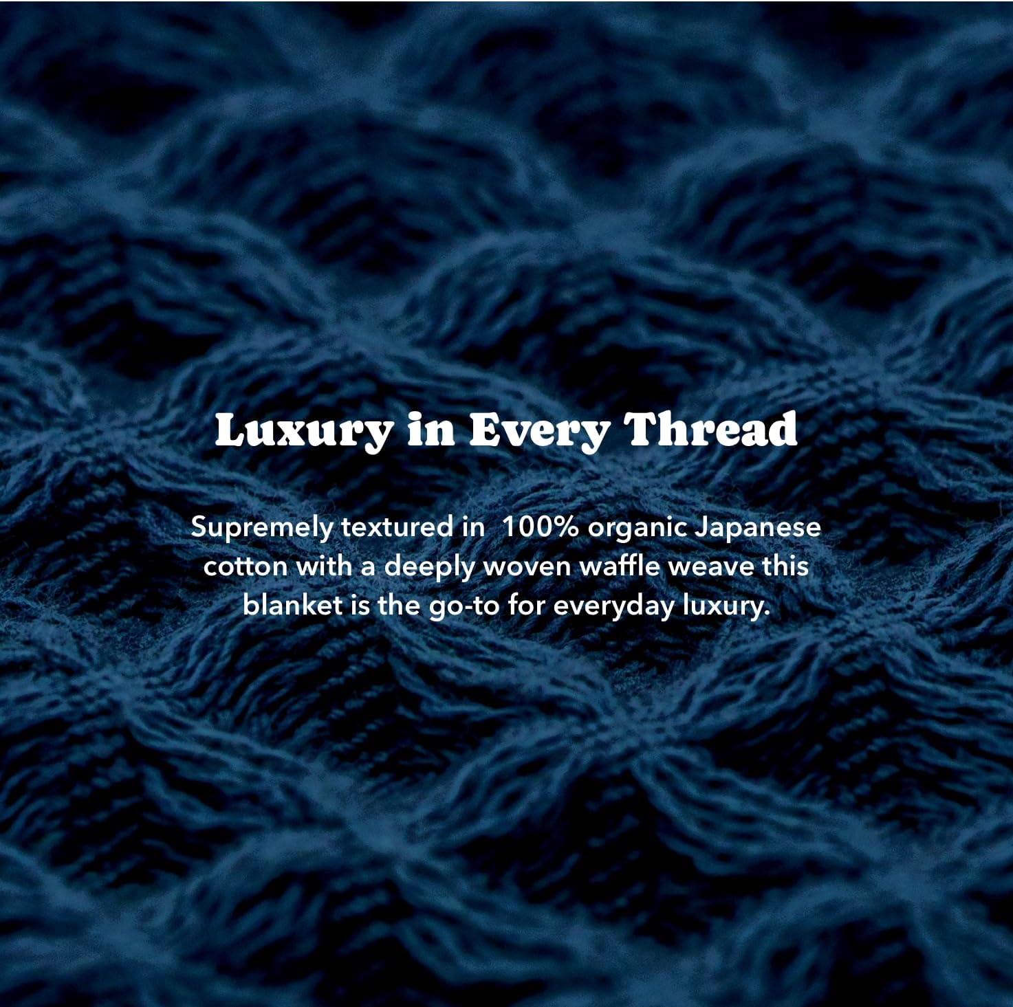 Luxury Japanese Cotton Waffle Towelket Blanket for All Sleepers | Soft, Breathable and Thermoregulating (Ocean Blue, 67''x91'')