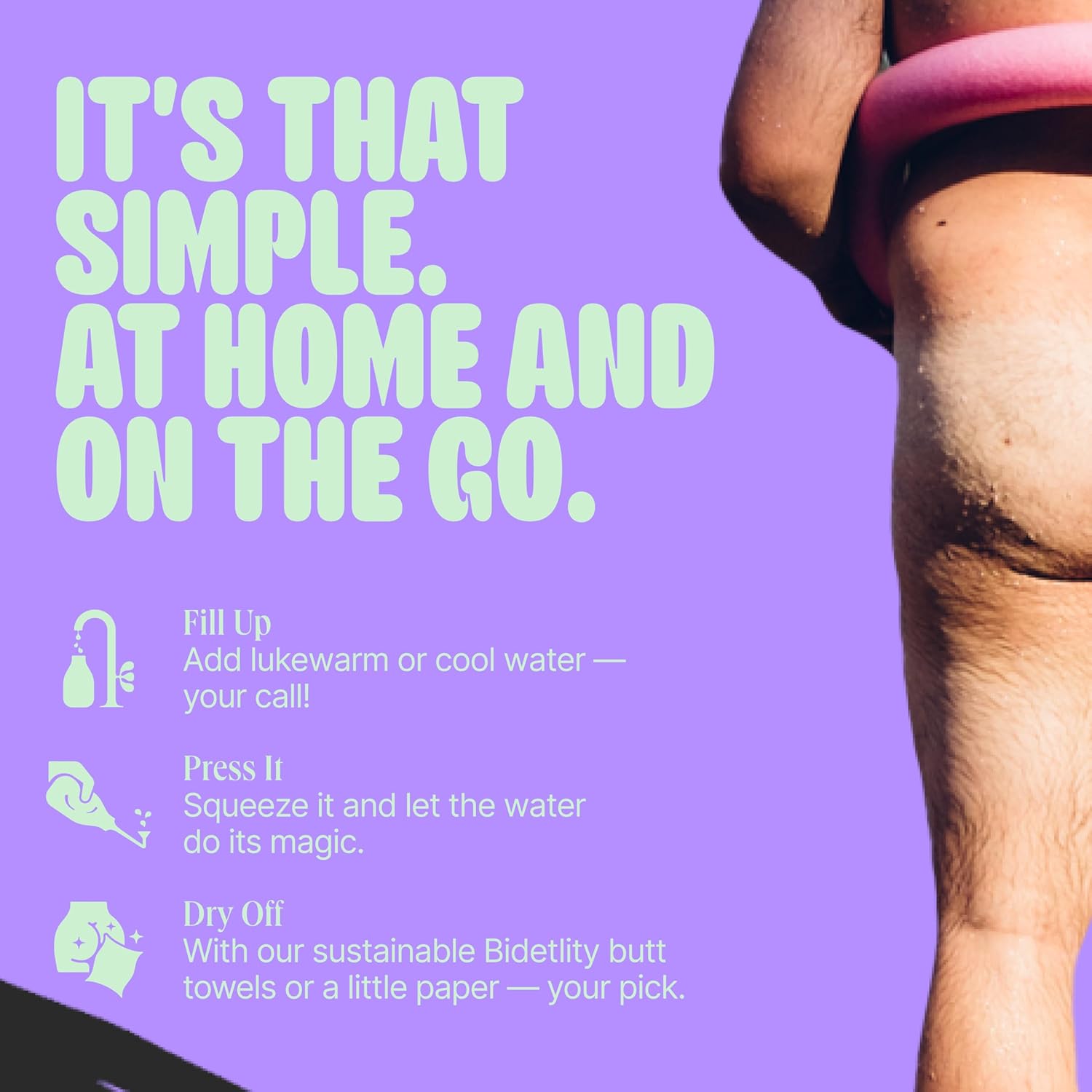 Butt & Intimate Shower 3.0 – Mobile Travel Bidet & Sustainable Intimate Shower, Replaces Wet Wipes, Saves Toilet Paper, Portable Handheld Bidet, Travel Bag Included, BPA-Free - Gentle Grey