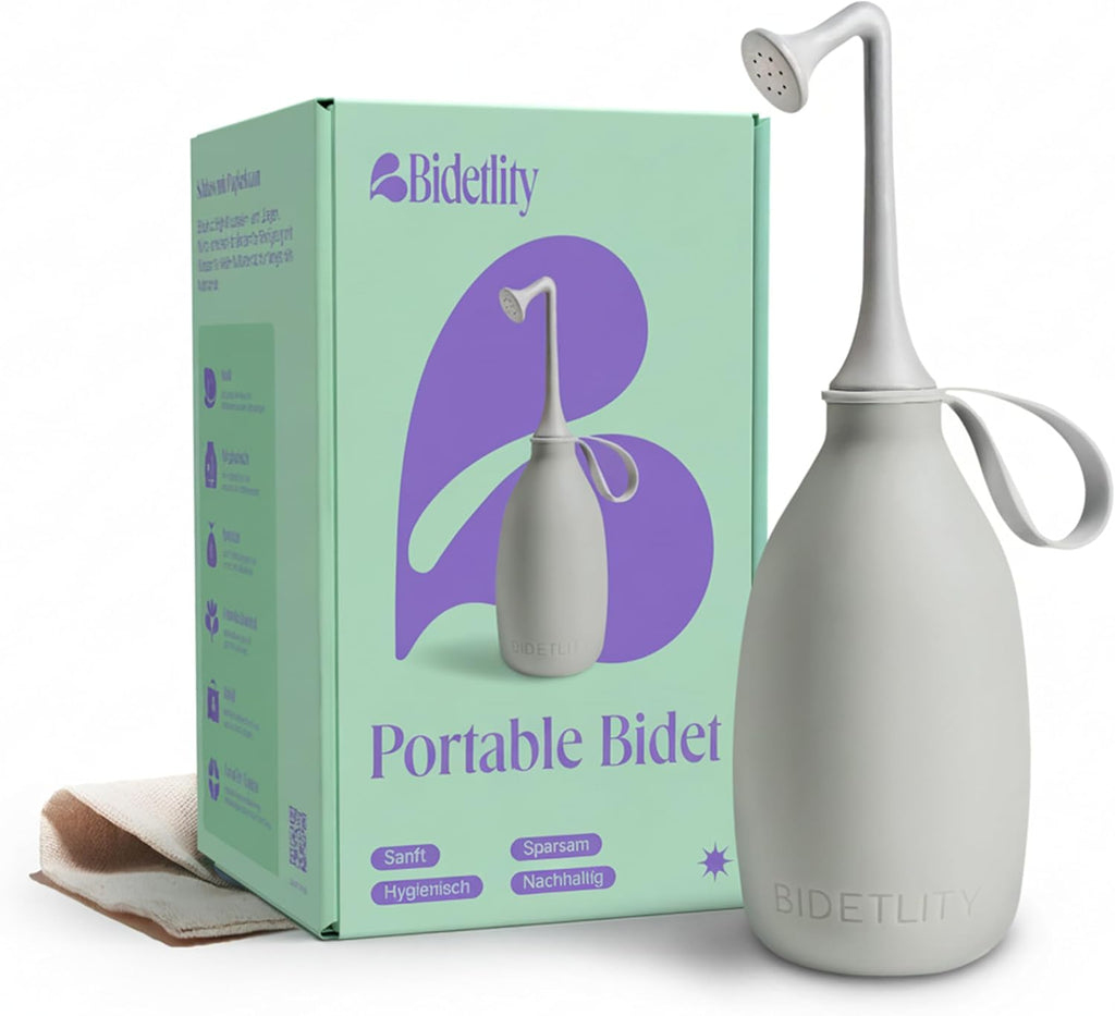 Butt & Intimate Shower 3.0 – Mobile Travel Bidet & Sustainable Intimate Shower, Replaces Wet Wipes, Saves Toilet Paper, Portable Handheld Bidet, Travel Bag Included, BPA-Free - Gentle Grey