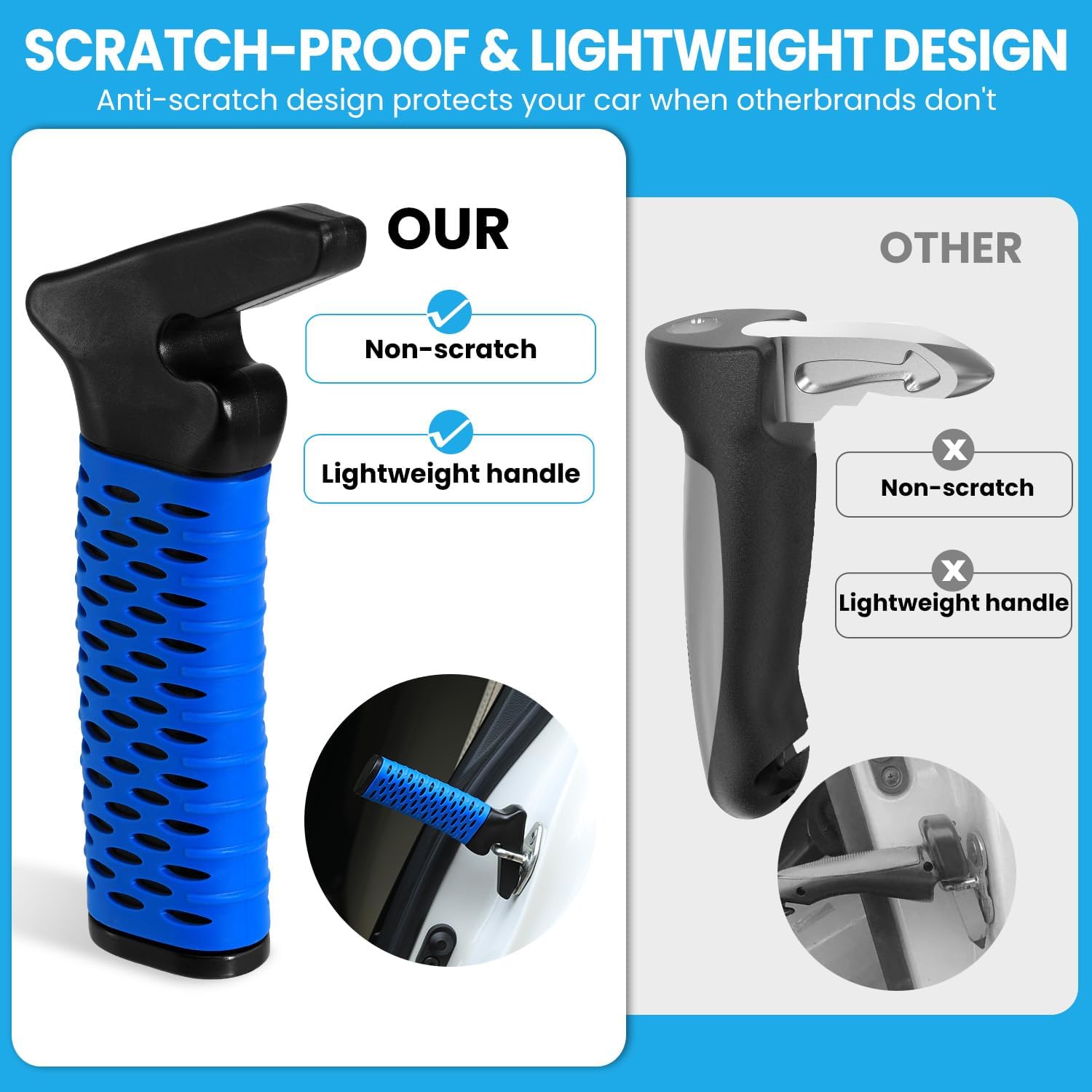 Car Door Handle for Elderly, Car Handle Assist Support Handle, Portable Elderly Assistance Mobility Aids for Getting Out of Car, Auto Grab Cane for Seniors and Handicapped, Blue