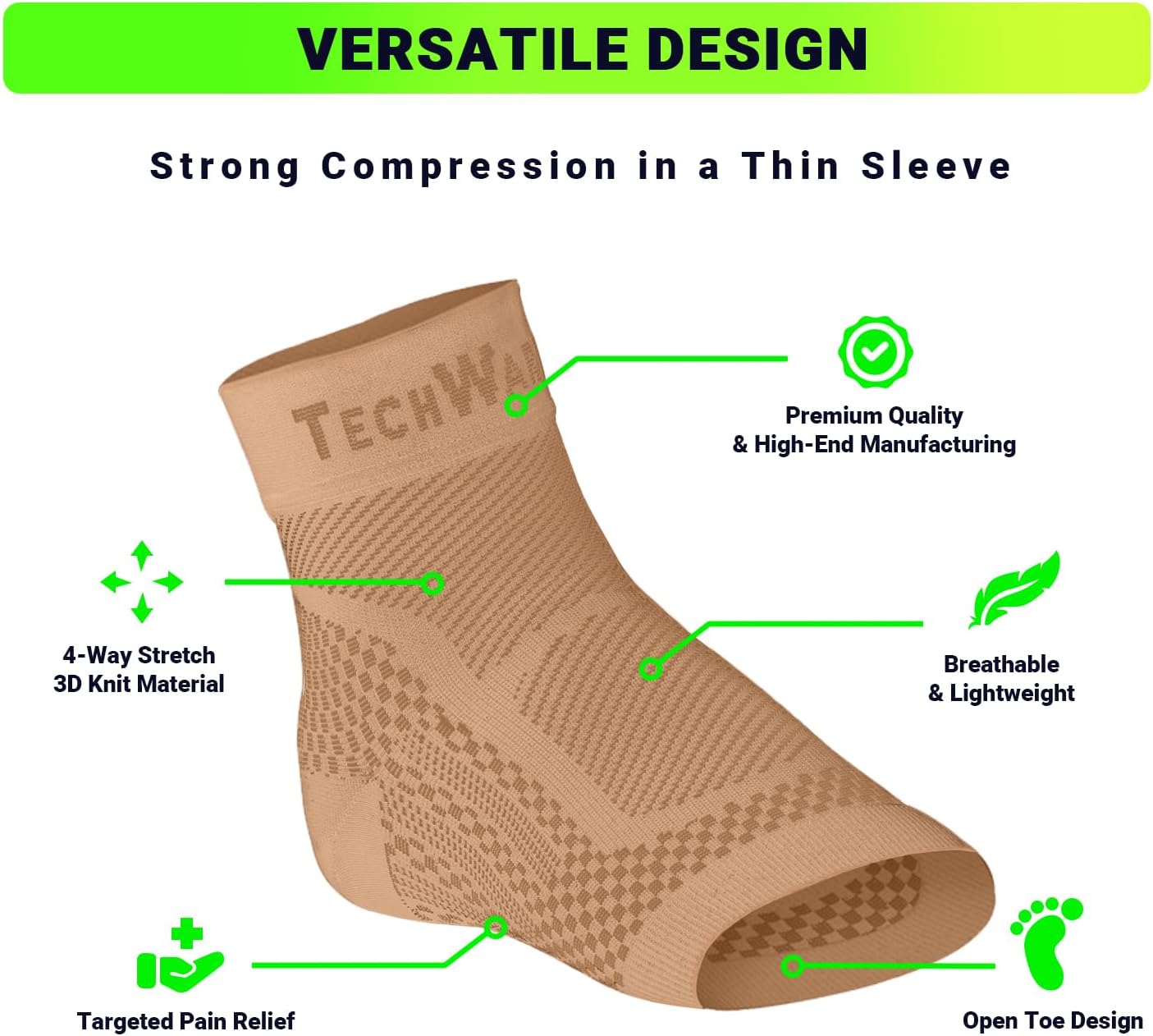 TechWare Pro Ankle Brace Compression Sleeve - Plantar Fasciitis Sock. Relieves Achilles Tendonitis. Foot Arch Support Reduces Joint Pain, Swelling & Heel Spur Pain. Injury Recovery Braces for Sports