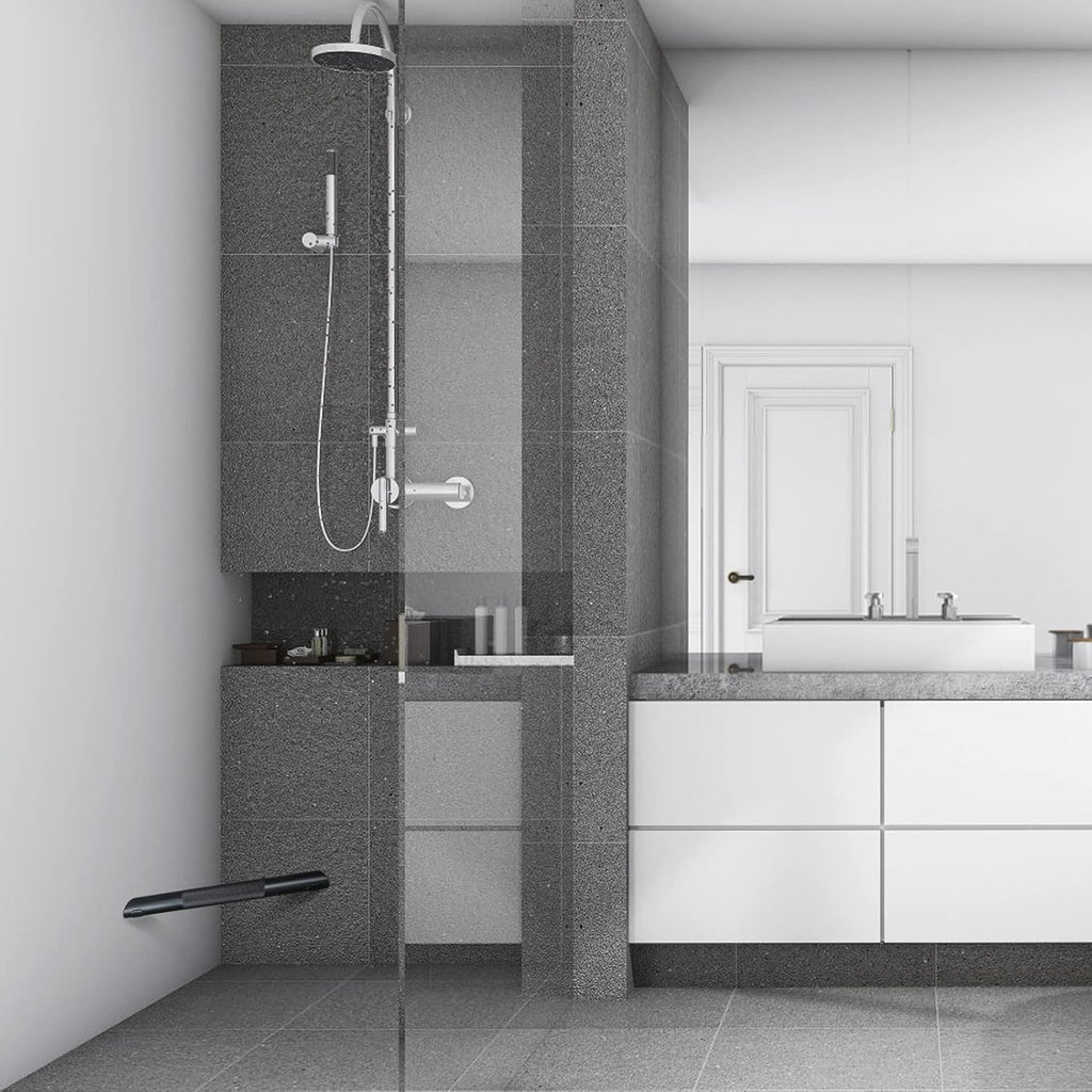 Shower Foot Rest Bar,Corner Shower Footrest for Shaving Legs,Non-Slip Knurled Brass Bar Shower Step Foot Ledge,Matte Black