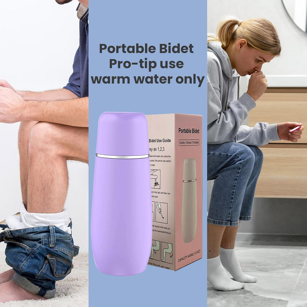 Portable Bidet for Travel - Friendly Handheld Personal - Peri Bottle - with 400ml Capacity, Convenient & Leakproof Design for Personal Hygiene Cleaning - Portable Bidet for Women and Men. (Purple)