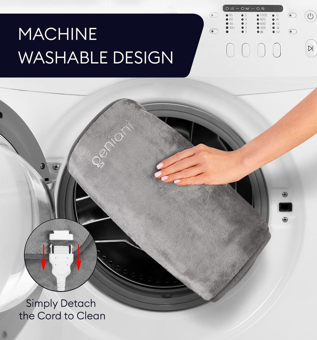 GENIANI Electric Throw - XL Heating Pad for Back and Cramps Relief, 15"x24" Electric Heat Pad with Auto Shut-Off, Adjustable Strap, Soft Fabric, Ideal for Lower Back & Stomach – Gift for Women & Men