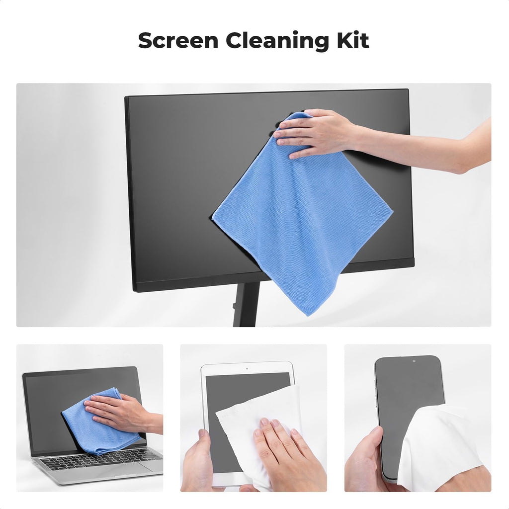 K&F CONCEPT 250ML Screen Cleaner Spray + Large Pearl Cloth + Microfiber Cloths*2 + 4 Brushes - Travel Size Electronic Cleaner for Car, Computer, Laptop, iPad, MacBook, Phone, Watch, Eyeglass