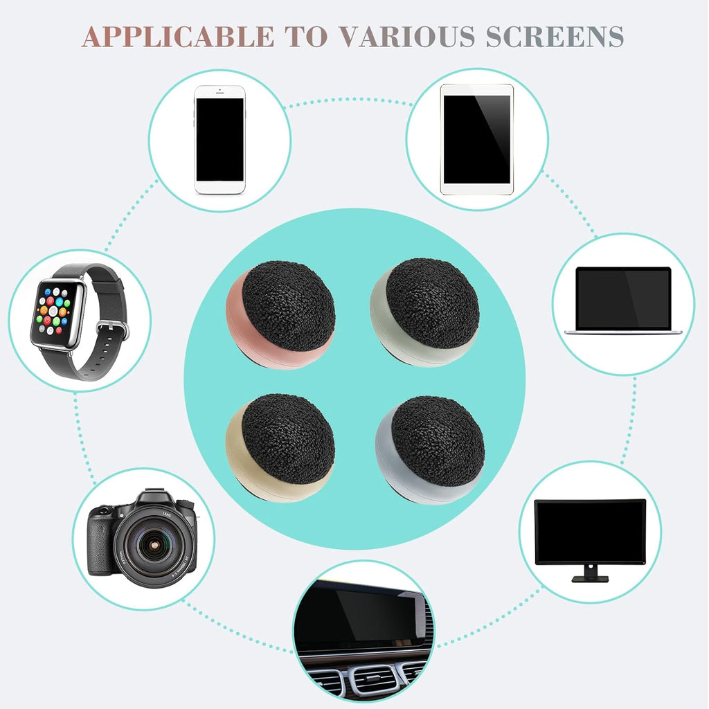 Suclain 4 Pack Christmas Touch Screen Cleaner Balls Phone Cleaning Ball Microfiber Touch Car Screen Glass Cleaner for Computer Laptop Phone Monitor