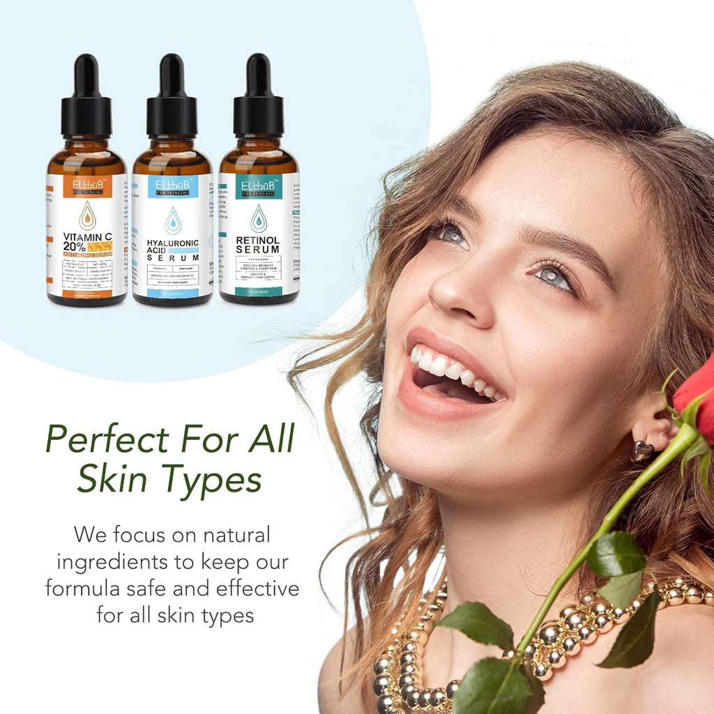 Age Defying Facial Serum - Vitamin C, Retinol & Hyaluronic Acid Serum Set for Wrinkles, Fine Lines, Skin Firmness & Moisture Retention - Collagen Boost & Deep Nourishment