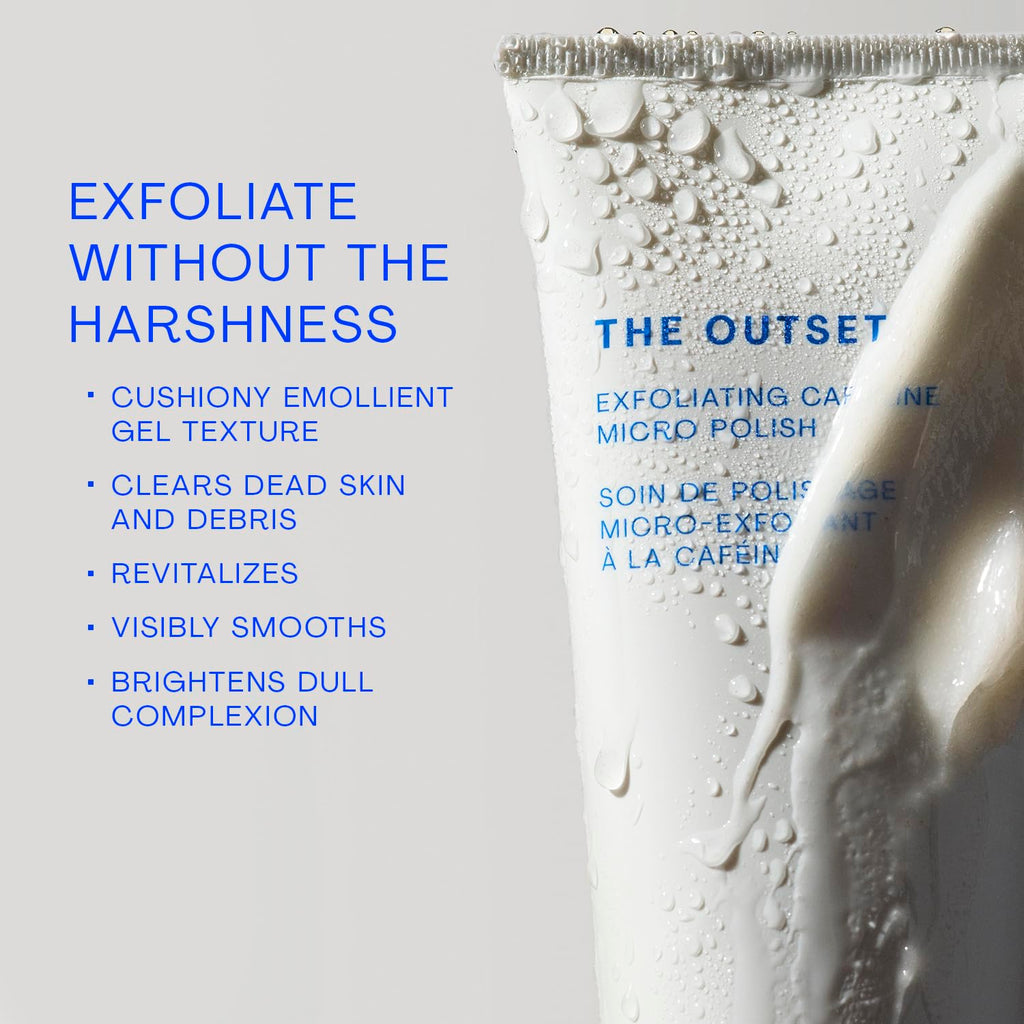 The Outset Exfoliating Caffeine Micro Polish - Gentle Fragrance Free Physical Face Scrub for Everyday - Awakening, Smoothing - Clean, Vegan, Gluten Free - All Skin Types, Sensitive Skin - 3.3 fl oz