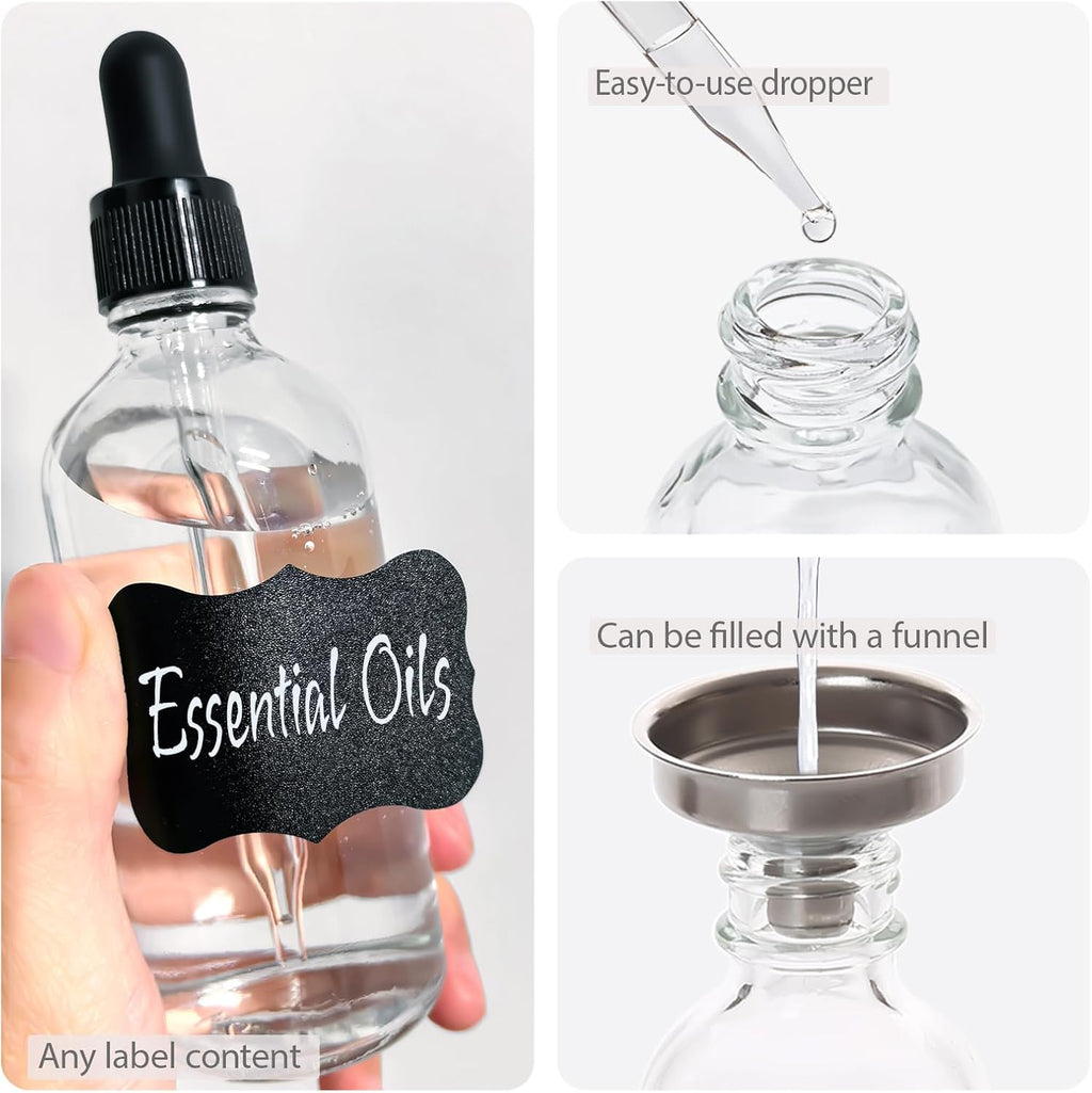 1 oz Glass Dropper Bottles,4 Pack 30ml Empty Reusable Leak Proof Thick Tincture Bottles for Essential Oils,Hair Oil,Liquids,Laboratory,Pharmacist Bottle,Massage,Perfumery Aromatherapy