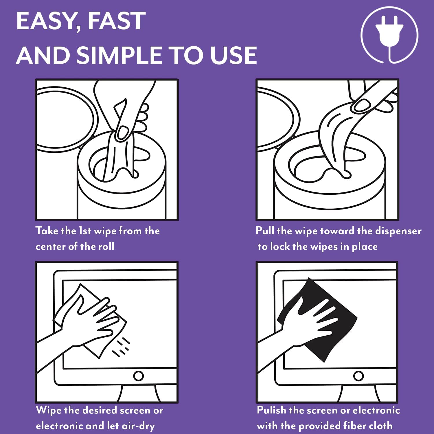 Screen Cleaner Wipes: Electronic Wipes for Screens - Computer Screen Wipes for Lens, Phone, Tv Screen and Monitor Cleaning - Tech Wipes & Microfiber Cloth (Canister, 100 Count)