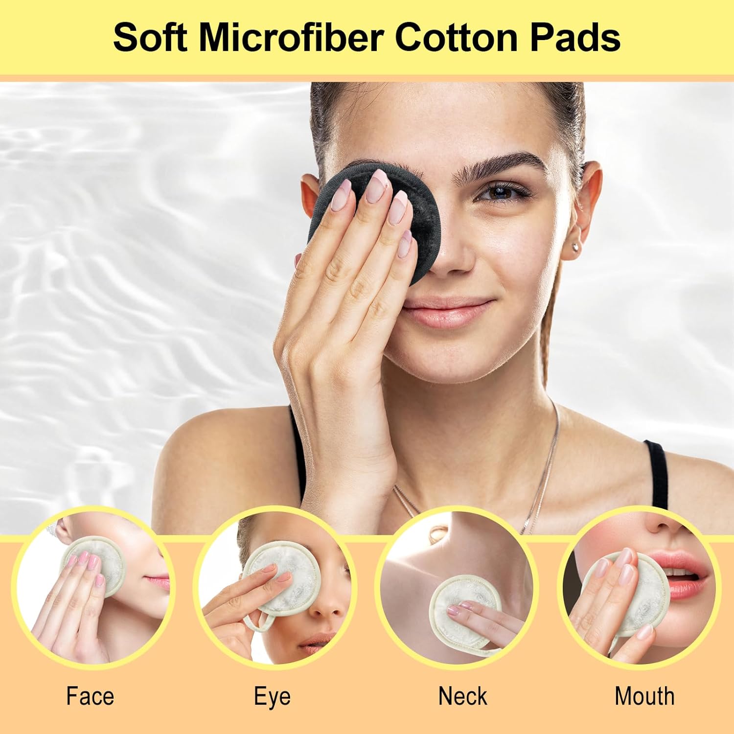 Nugilla 18 Packs Reusable Makeup Remover Pads with a Washable Laundry Bag, Resuable Microfiber Round Towel Skin Face Towels, Soft Makeup Remover Cloth, Fast Drying Washcloth (Grey/White)