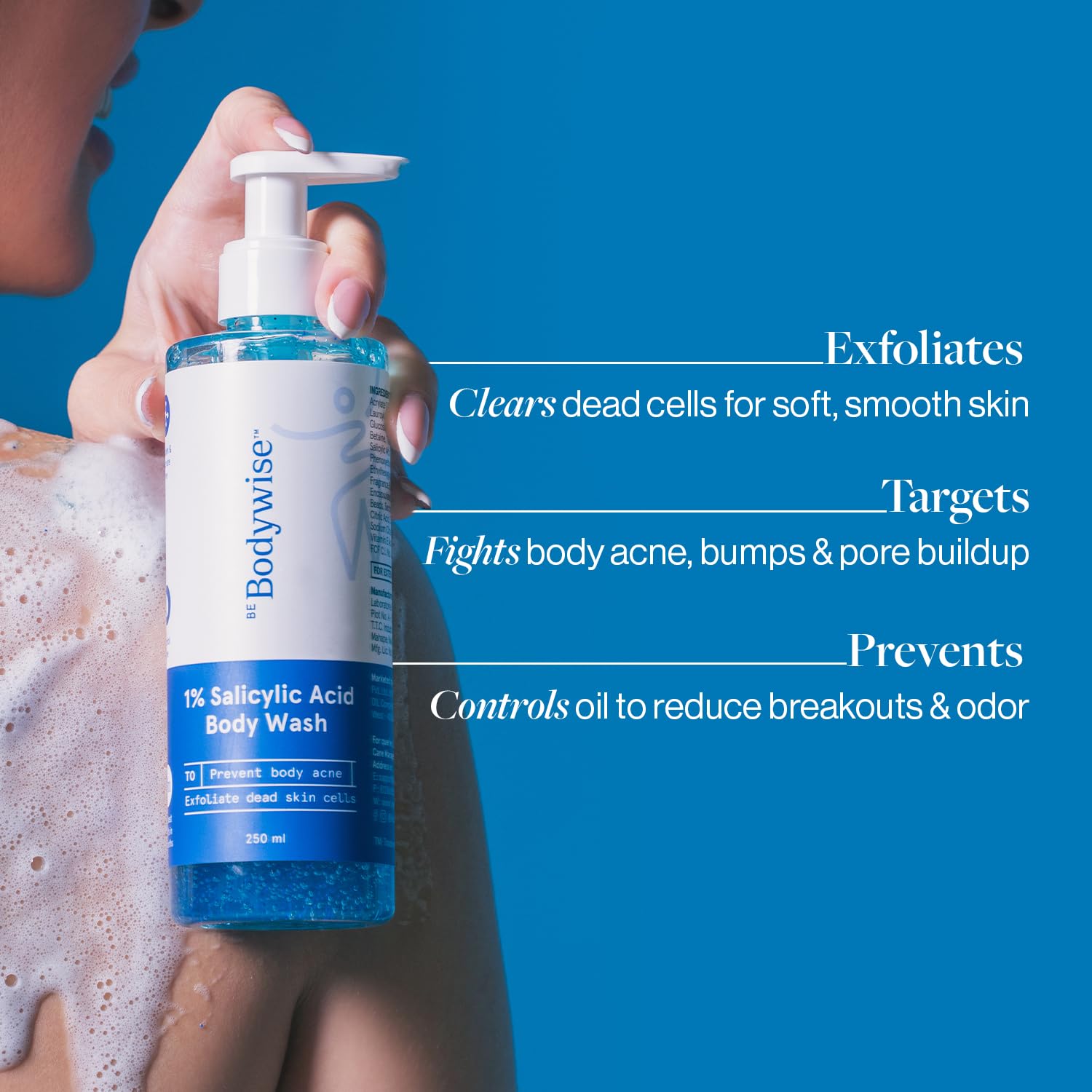 Be Bodywise Body Wash. Prevents Body Acne, Strawberry Skin. Non-Drying, Deep Moisture, Fresh Scent. Paraben Free, Suphate Free. 8.45 Fl Oz