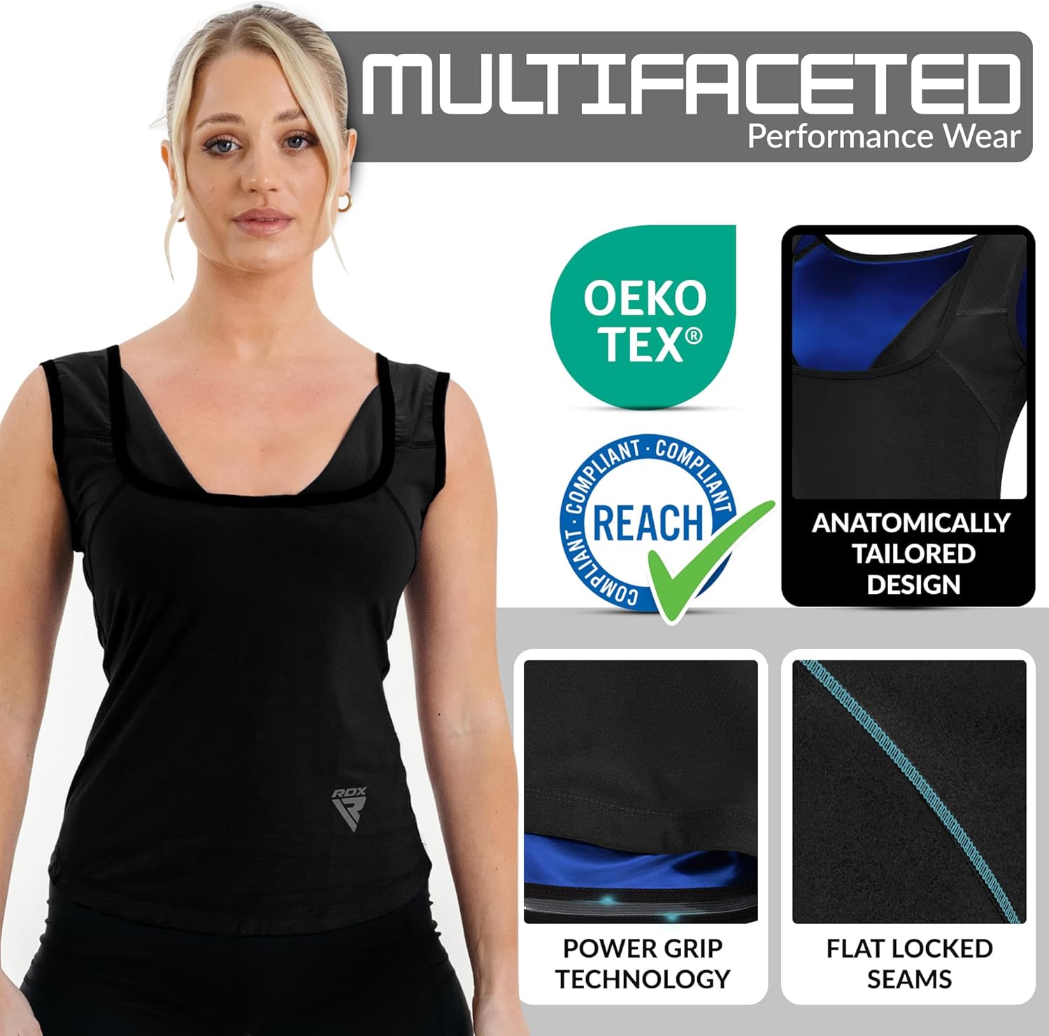RDX Women’s Sauna Vest Heat Trapping Sweat Waist Trainer - Reach Oeko TEX 100 Certified Body Shaper
