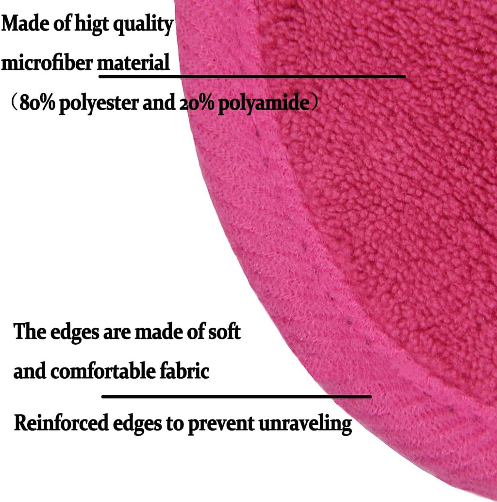 Reusable Makeup Remover Pads 16 Pack Microfiber Cleansing Facial Rounds Wipes Face, Eyes, Lips（3.5inch, dark pink）