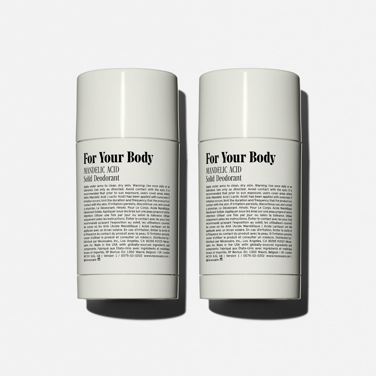 Nécessaire The Deodorant Hinoki | Natural Aluminum Free Deodorant For Women & Men. Extra Strength Treatment with Mandelic Acid. Free of Baking Soda, Ozokerite & Parabens (2x 75 g/2.5 oz)