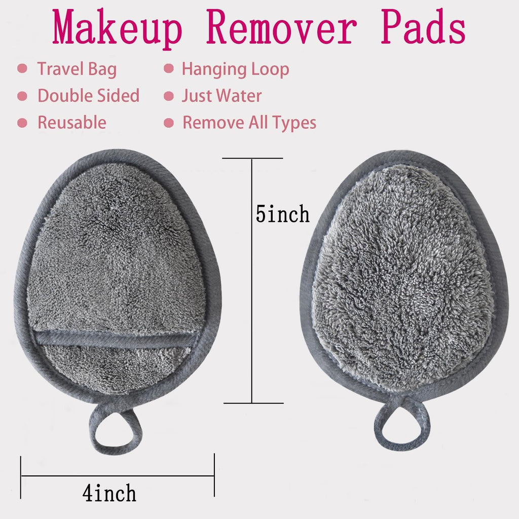 Reusable Makeup Remover Pads Soft Makeup Remover Cloths Washable Facial Makeup Cleansing Pads for Face,Lip,Eyes 12PCS