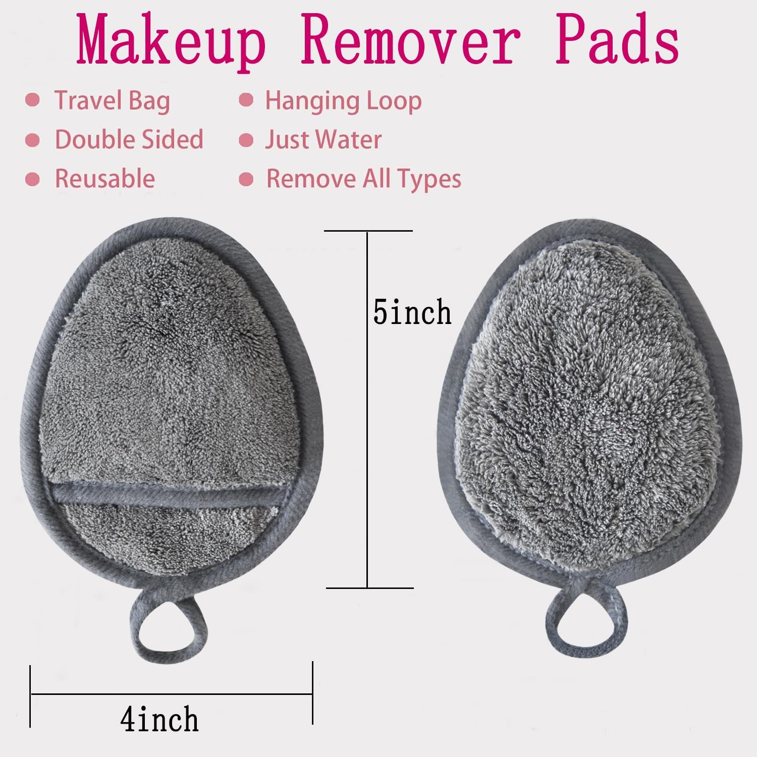 Reusable Makeup Remover Pads Soft Makeup Remover Cloths Washable Facial Makeup Cleansing Pads for Face,Lip,Eyes 12PCS