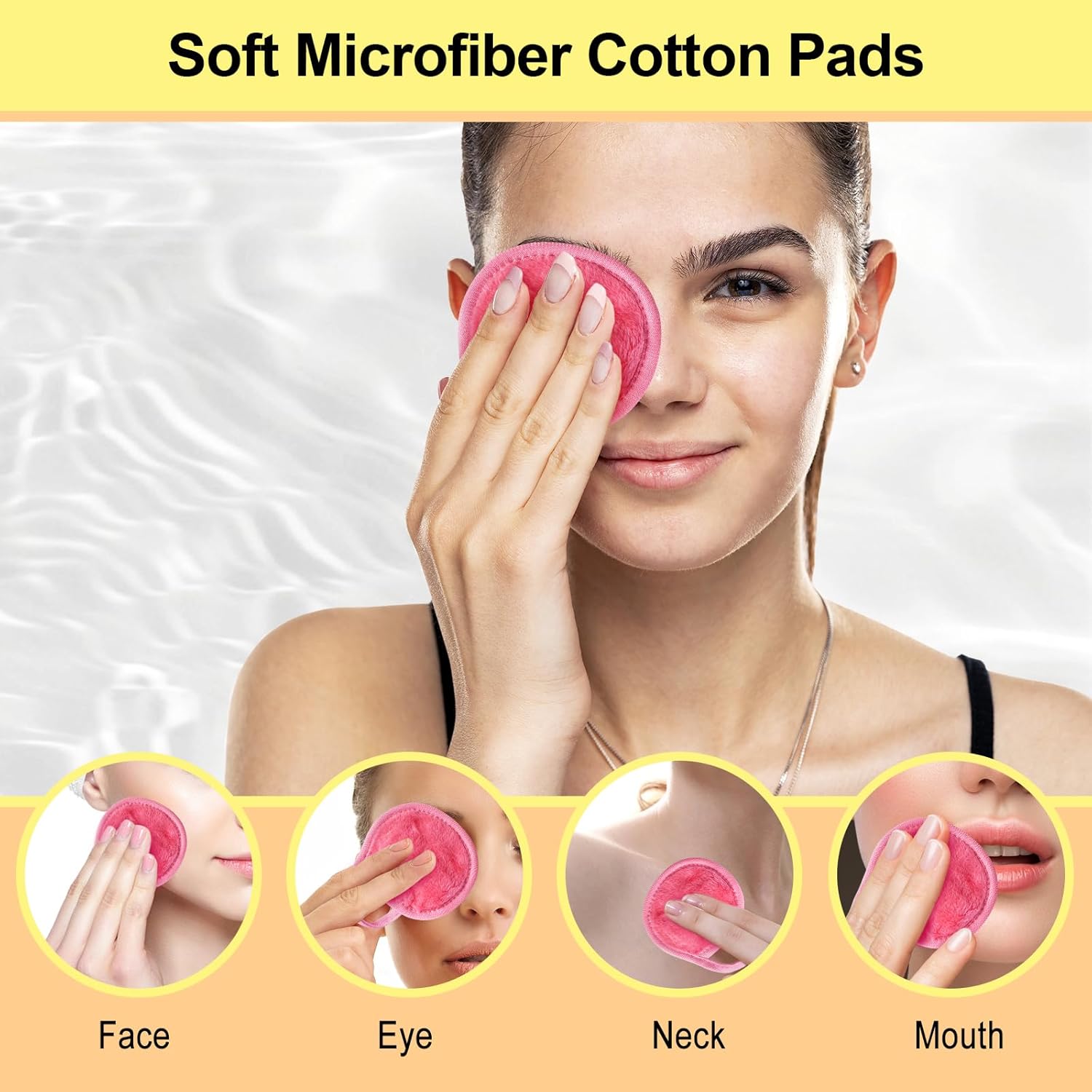 Nugilla 18 Packs Reusable Makeup Remover Pads with a Washable Laundry Bag, Resuable Microfiber Round Towel Skin Face Towels, Soft Makeup Remover Cloth, Fast Drying Washcloth (Pink)