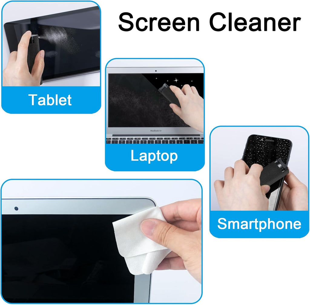 walrfid Screen Cleaner Touchscreen Mist Spray, walrfid Cleaning Kit for Electronic Smart Phone TV, Laptop, Tablet, PC, Computer LCD Flat Screens, Compatible with iPhone iPad MacBook Pro - Black