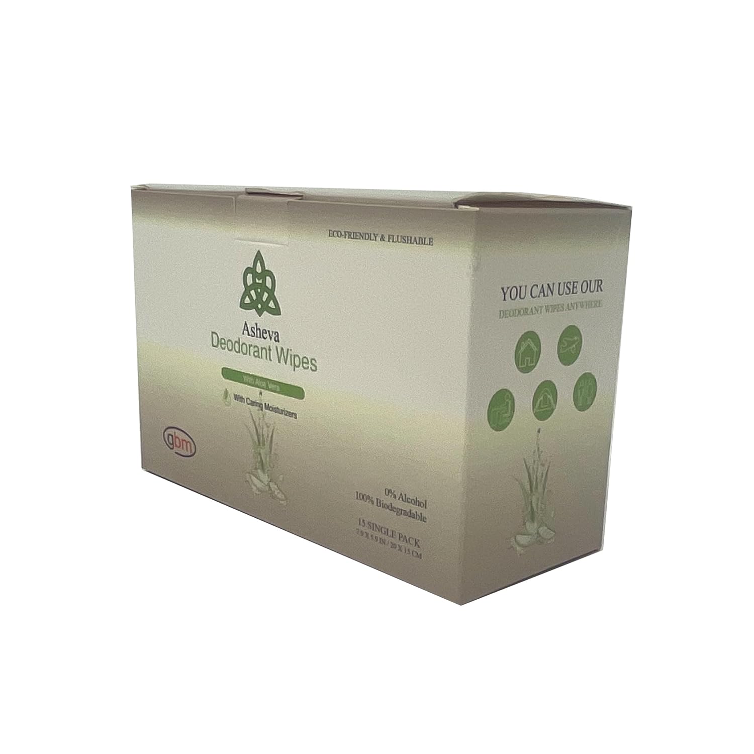 Asheva - Individually Packaged Deodorant Wipes - Box of 15 Wipes (Fresh Scent)