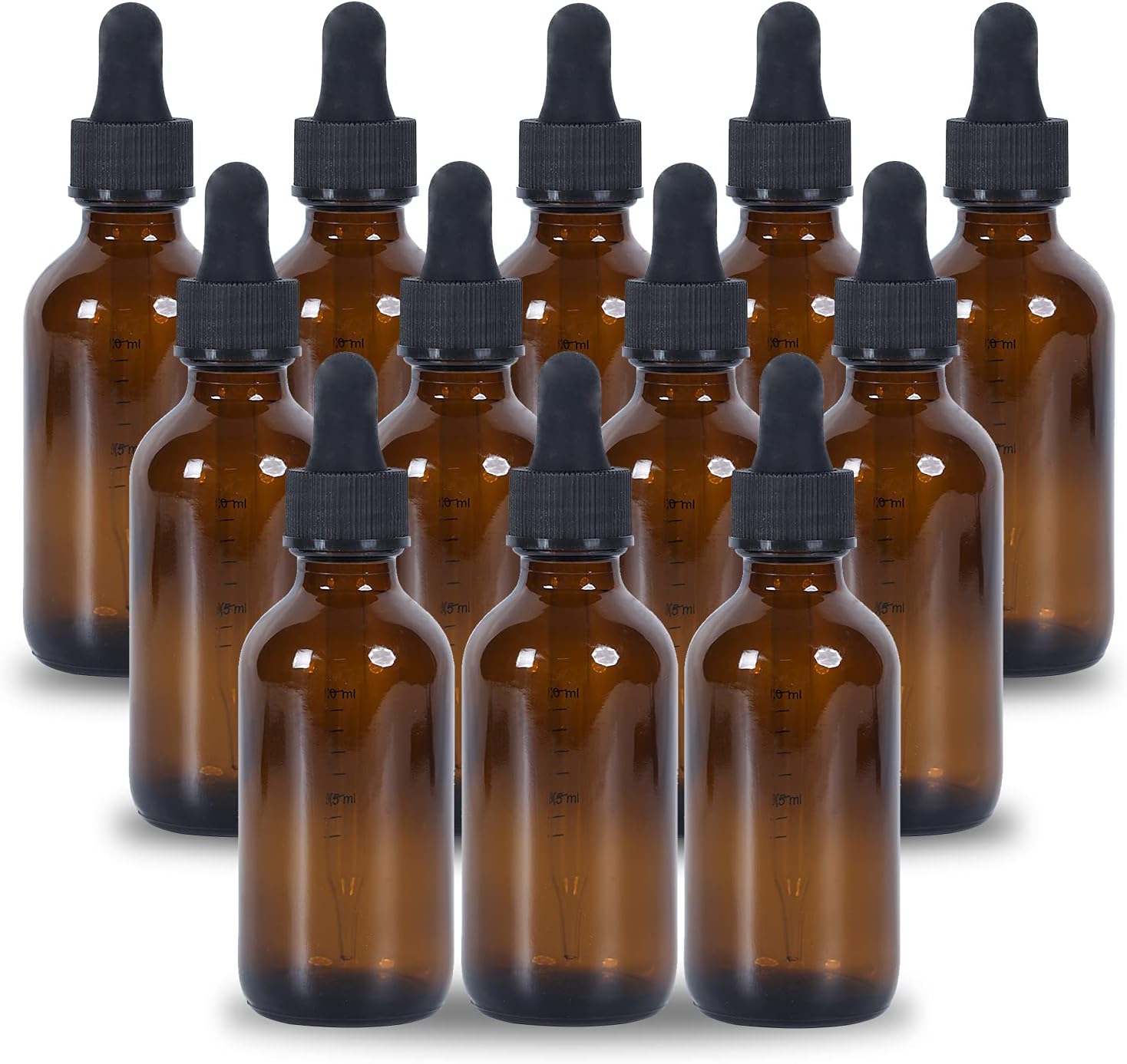 1 oz Dropper Bottle 12 Pack Amber Glass Boston Bottles 30ml with Eye Droppers Black Caps for Essential Oils, Perfume, Leak Proof Travel Bottles for Liquids