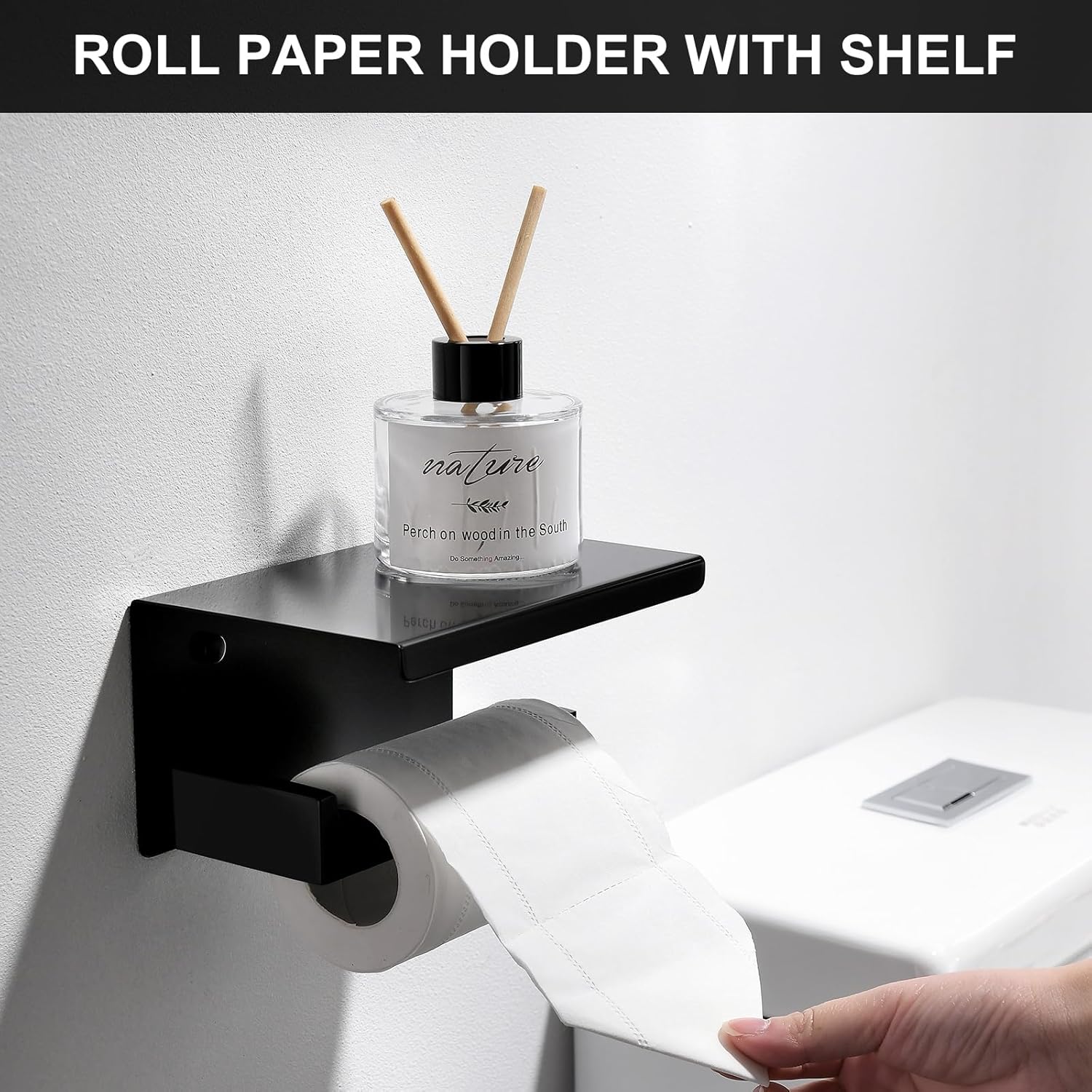 5 Pieces Bathroom Hardware Set Black and Gold Towel Bar Set, Toilet Paper Holder with Shelf, Towel Holder Set in Bathroom, Wall Mounted Stainless Steel, 23.6 Inches