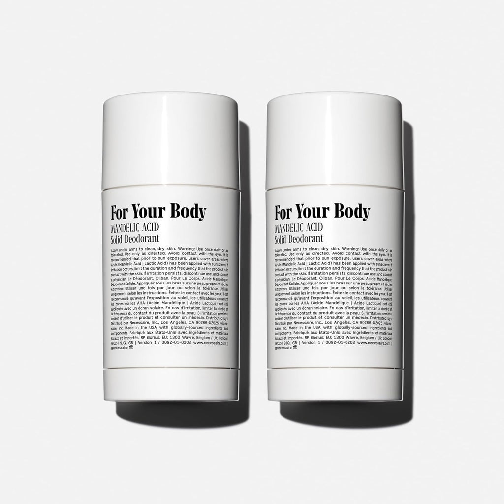 Nécessaire The Deodorant Fragrance-Free | Natural Aluminum Free Deodorant For Women & Men. Extra Strength Treatment with Mandelic Acid. Free of Baking Soda, Ozokerite & Parabens (2x 75 g/2.5 oz)