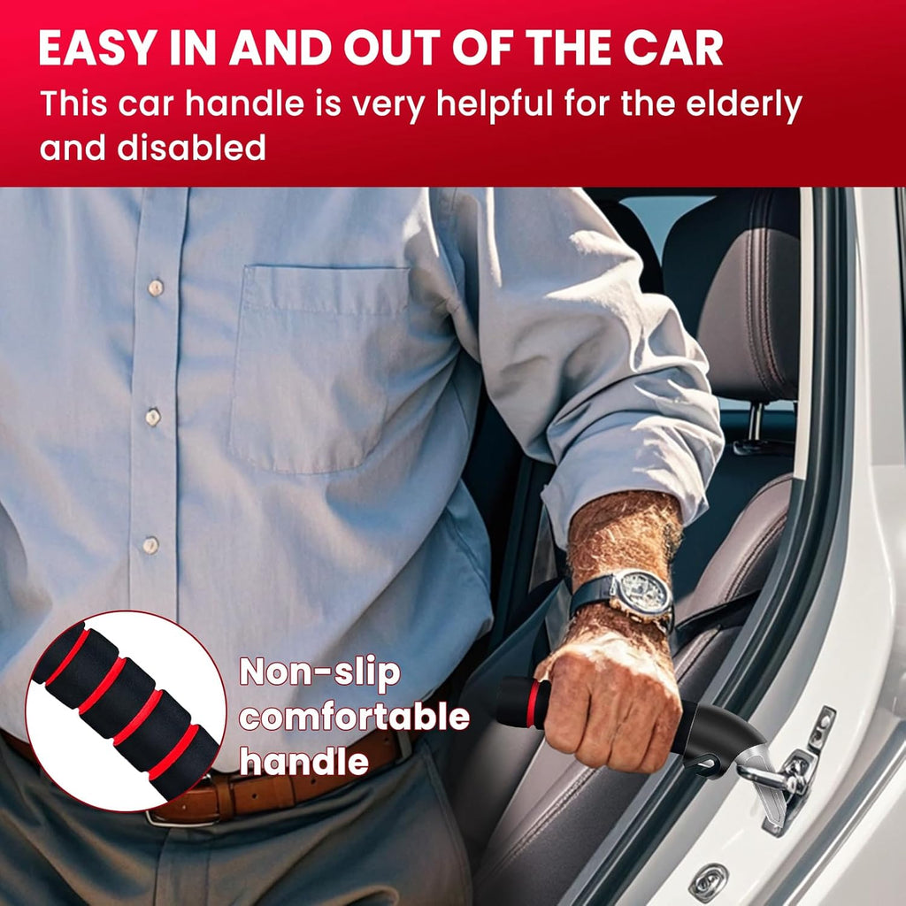 2Pack Car Door Handle for Elderly Car Handle Assist Support Multifunction Handle for Elderly and Handicapped (Red)