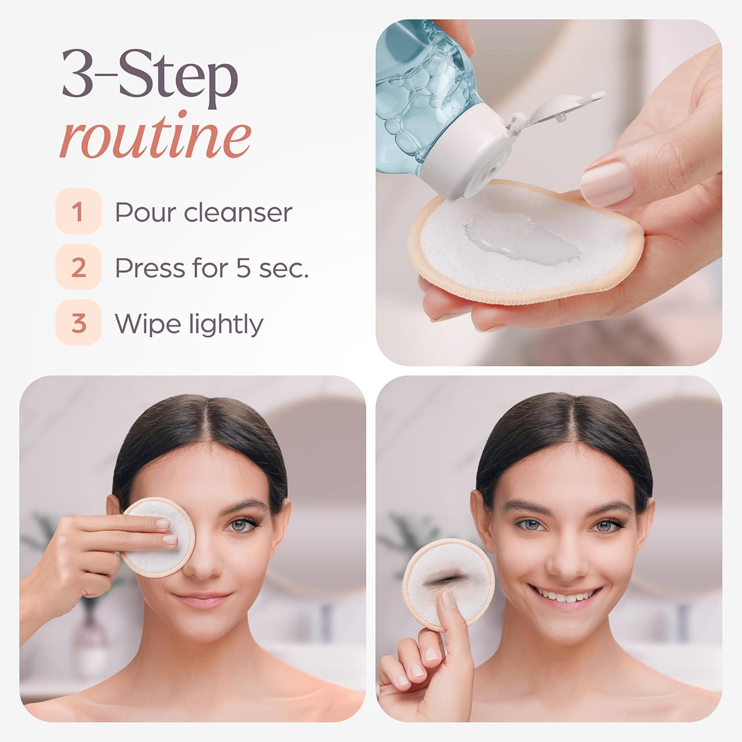 Reusable Cotton Rounds for Face - (20 Pack) Soft Reusable Makeup Remover Pads with Washable Drawstring Laundry Bag & Bamboo Holder - All Skin Type Skincare Set Facial Cleaning Cloth