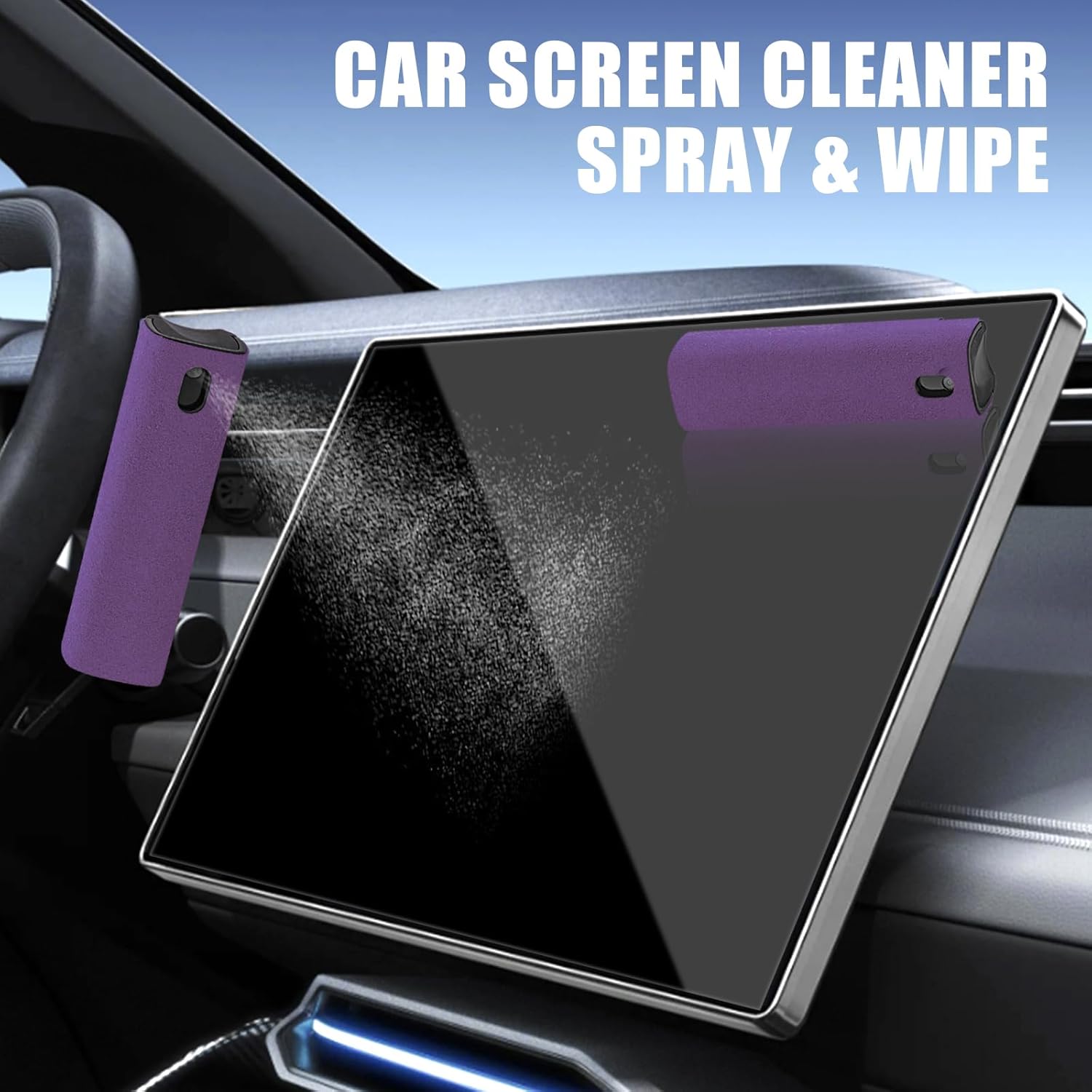 walrfid Car Screen Cleaner, Computer Screen Cleaner Spray and Wipe, Laptop Cleaning Mist Kit for Electronic iPad, iPhone, Phone, MacBook, TV, Monitor Display, with Black Graffiti Case - Purple