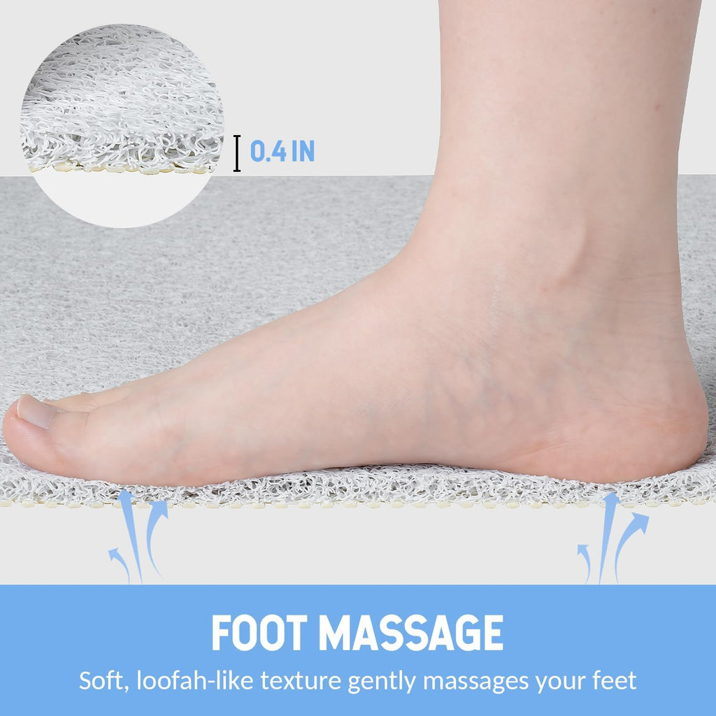 Non-Slip Bathtub Mat, Anti Slip Shower Mat, Fast Drying Bathtub Mats, Foot Scrubber Mat, Anti Slip Mat for Tub, Floor, Bathroom, Kitchen, Home, Hotel (White 24"×16")