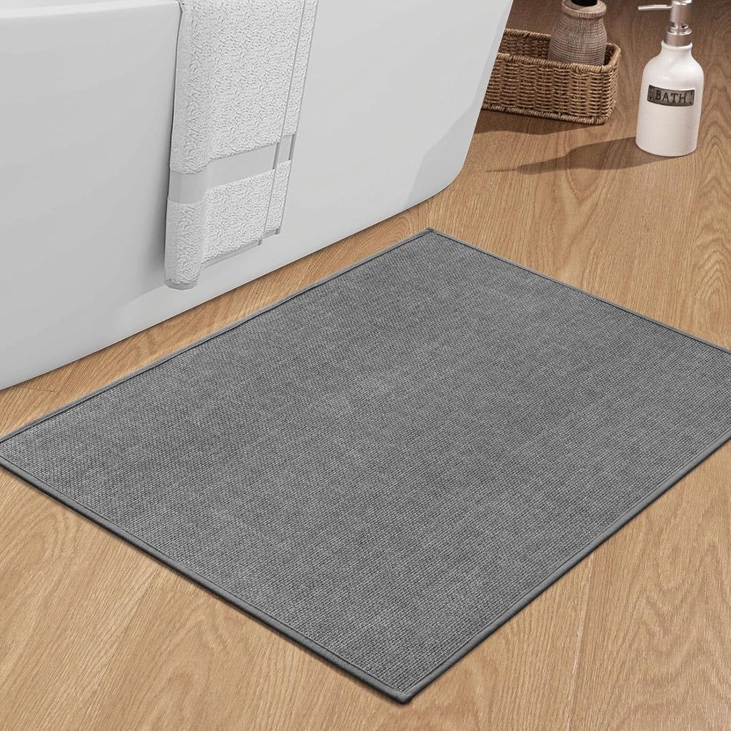 chakme Bath Mat 36x25, Ultra Thin Non Slip, Quick Dry Absorbent, Dark Grey, 36"x25"