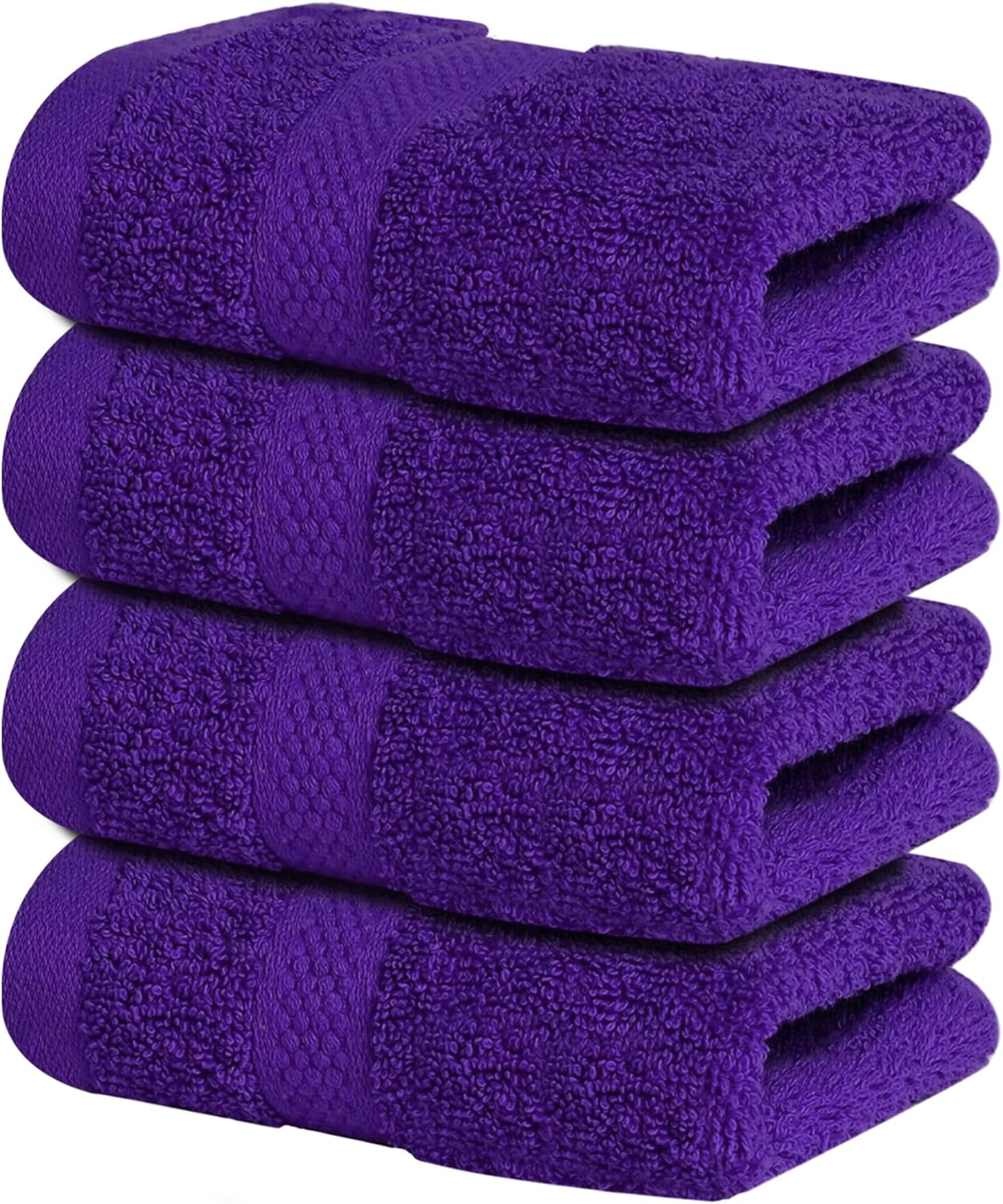 Infinitee Xclusives Luxury Wash Cloths for Showering [13x13] – 100% Cotton Washcloths [Pack of 4], Soft and Absorbent Face Towels for Bathroom Wash Clothes, Gym, and Spa (Profound Purple)