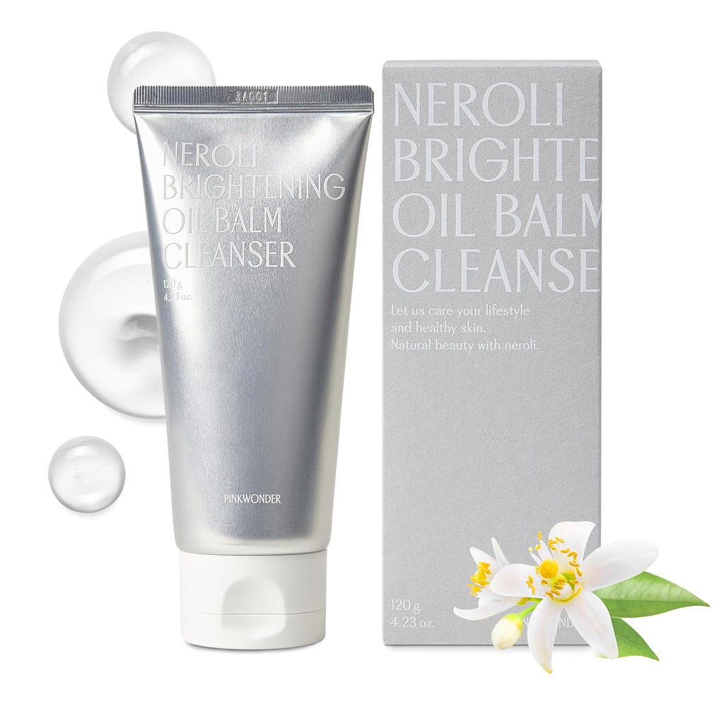 PINKWONDER Neroli Oil Balm Cleanser 4.23oz(120g), Cleansing Oil Balm Face Wash, Removes Makeup and Impurities, Niacinamide and Neroli for Glowing Skin, Korean Skincare