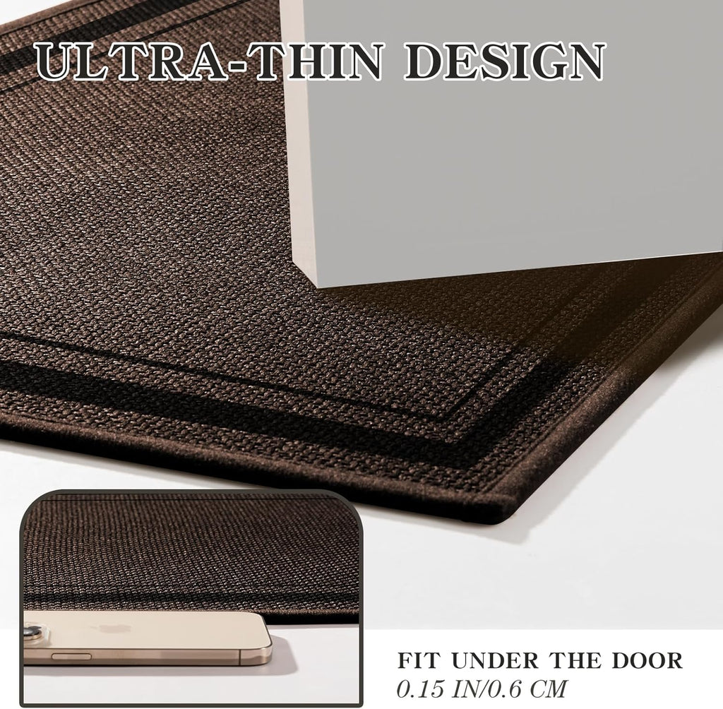 chakme Bathroom Rugs Mat 24x17, Ultra Thin Non Slip Bath Mat Small Quick Dry Absorbent Bath Mat for Bathroom Floor, (Brown, 24"x17")