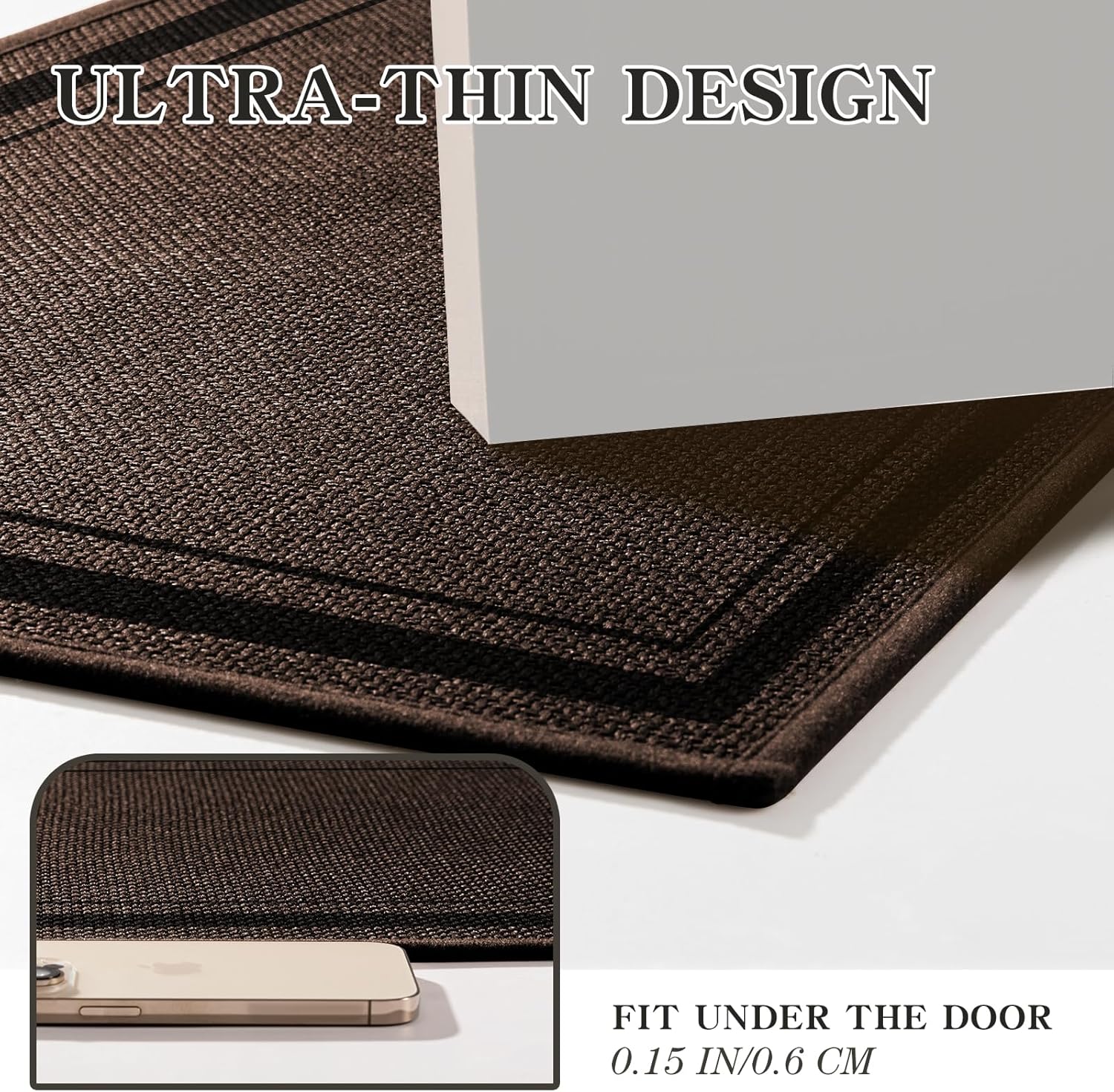 chakme Bathroom Rugs Mat 24x17, Ultra Thin Non Slip Bath Mat Small Quick Dry Absorbent Bath Mat for Bathroom Floor, (Brown, 24"x17")