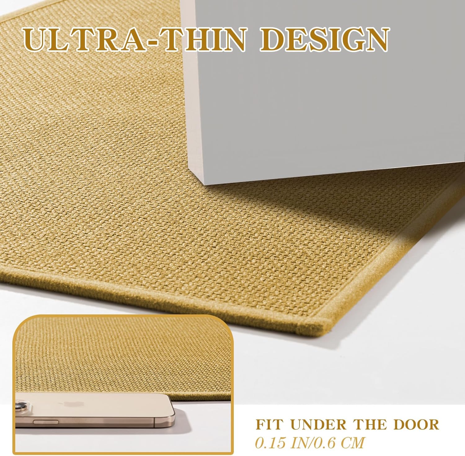 chakme Bathroom Rugs Mat U-Shaped 24x17, Ultra ThinNon Slip Bath Mat Small Quick Dry Absorbent Bath Matfor Bathroom Floor, (Yellow, U-24"x17")