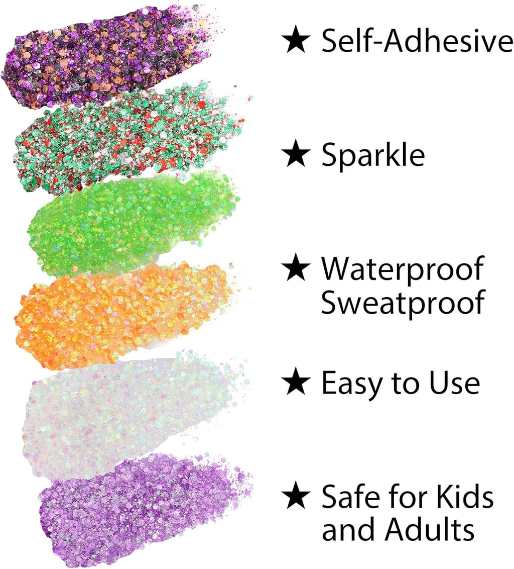 Mysense Orange Body Glitter Stick, Face Hair Glitter Gel for Kids, Festival Rave Outfit Accessories for Women, Sparkling Mermaid Sequins Chunky Glitter Makeup, 0.56oz