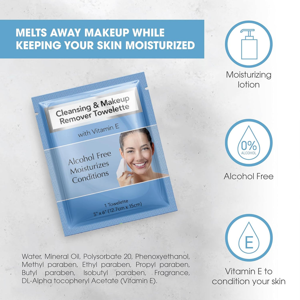 Diamond Wipes Makeup Remover Wipes, Alcohol Free Facial Cleansing Wipes with Vitamin E, Case of 50 Face Wipes