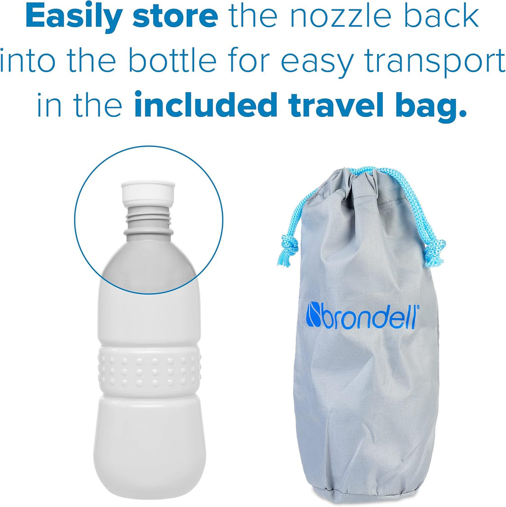 Brondell GoSpa Essential Portable Bidet for Everyday Use, Camping, Hiking, and Outdoor Activities, Compact and Discreet, Includes Travel Bag, 400ml, Fog