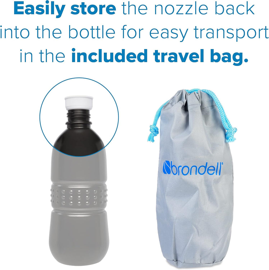 Brondell GoSpa Essential Portable Bidet for Everyday Use, Camping, Hiking, and Outdoor Activities, Compact and Discreet, Includes Travel Bag, 400mL, Midnight